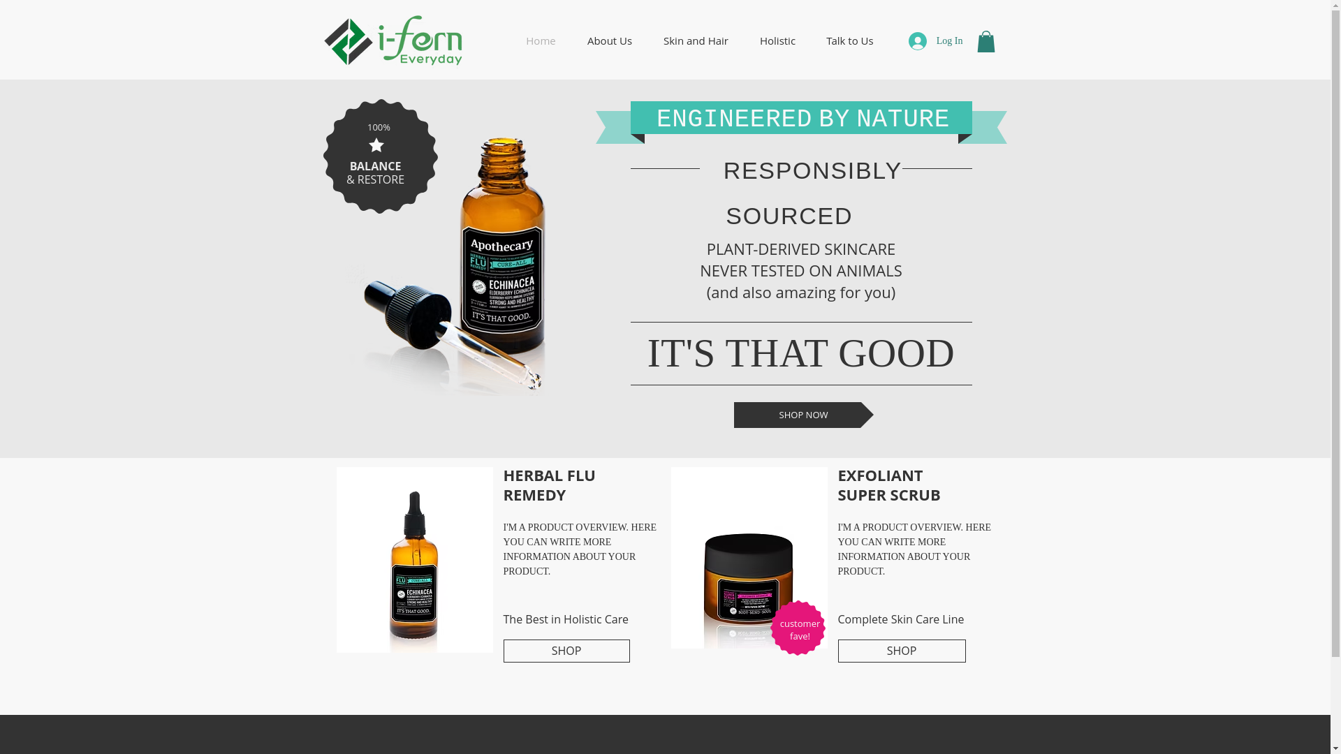website screenshot of https://iferneverydayonlineshop.com/