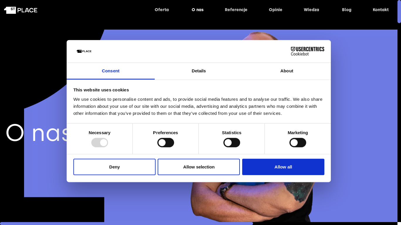 website screenshot of https://1stplace.pl/o-nas/