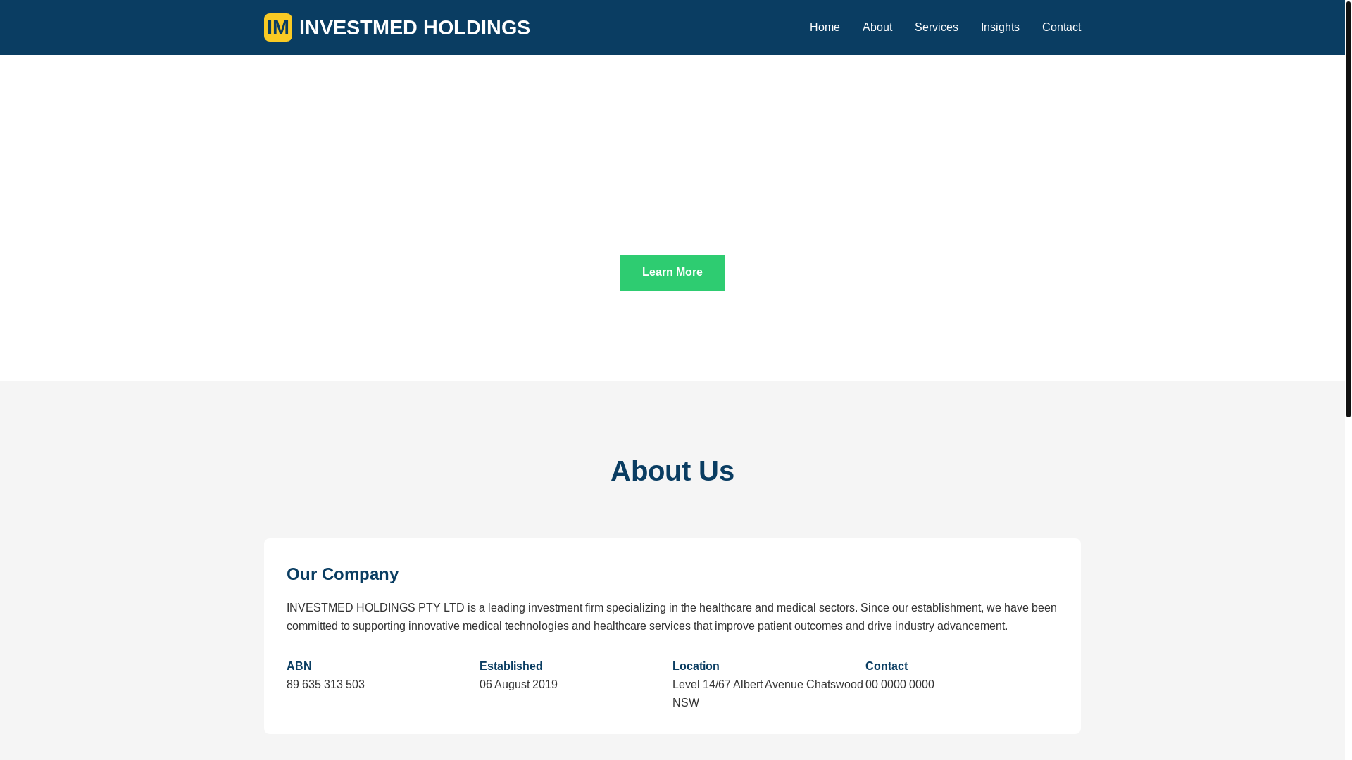 website screenshot of https://investmedholdings.pages.dev/