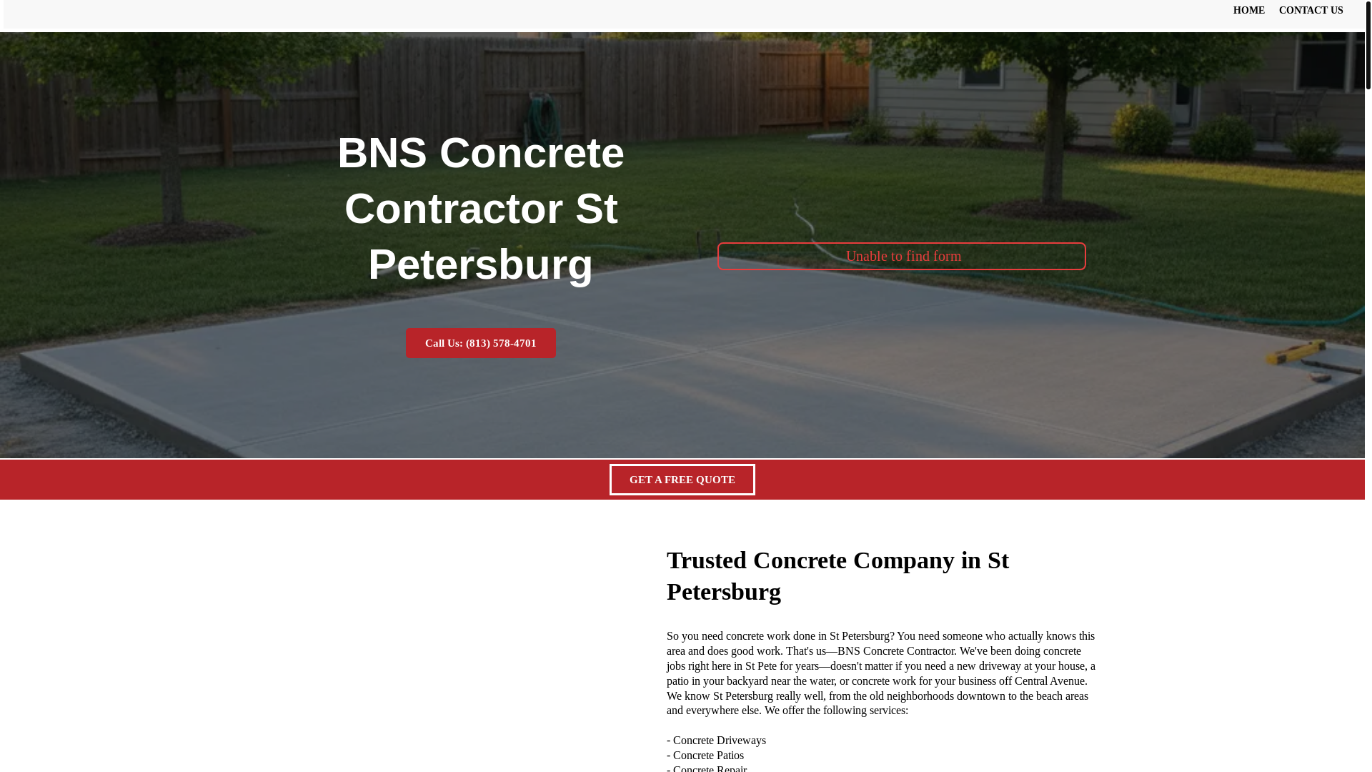 website screenshot of https://bnsconcretecontractorstpetersburg.com/