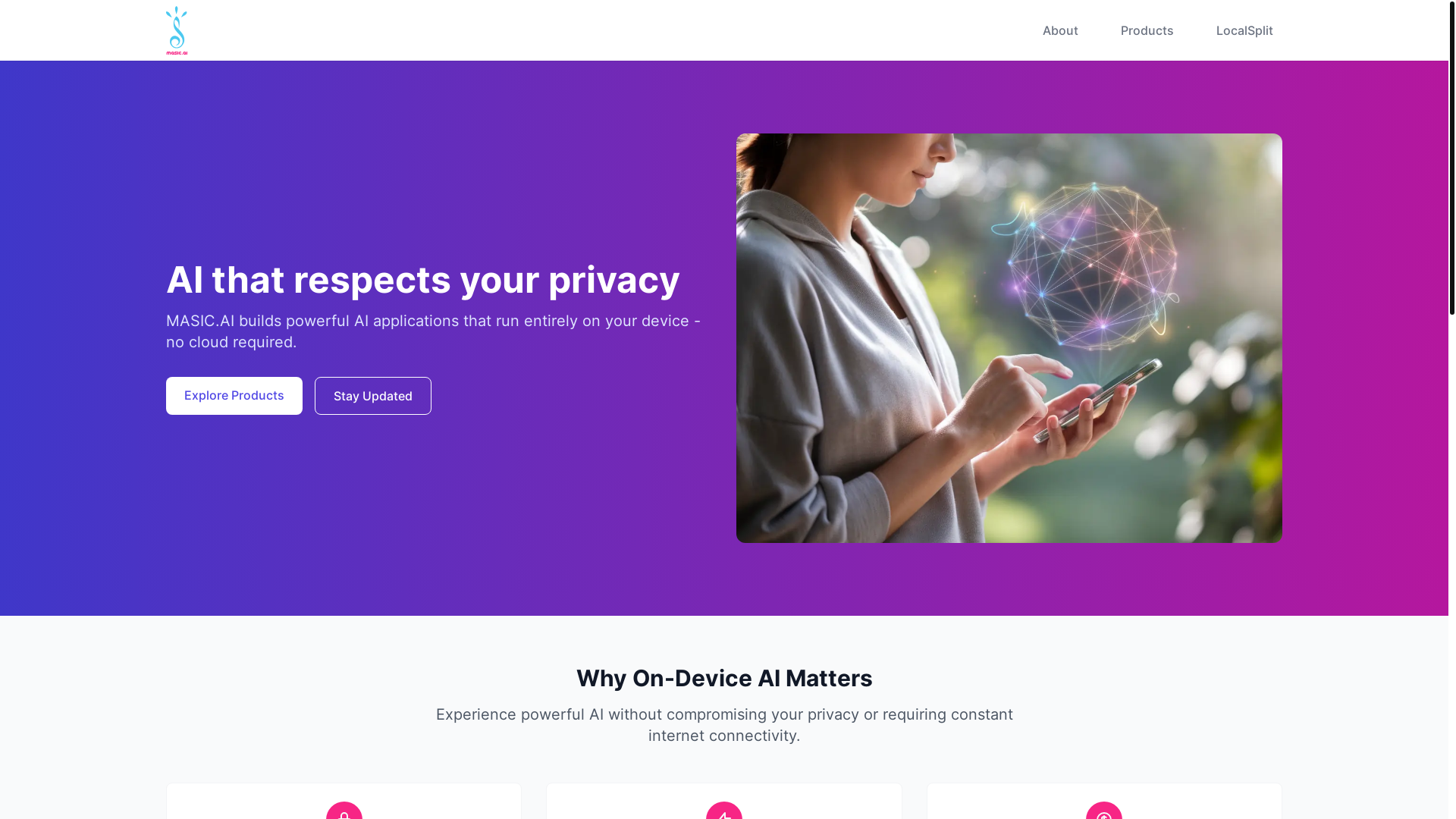 website screenshot of https://masicai-landing-page.pages.dev/
