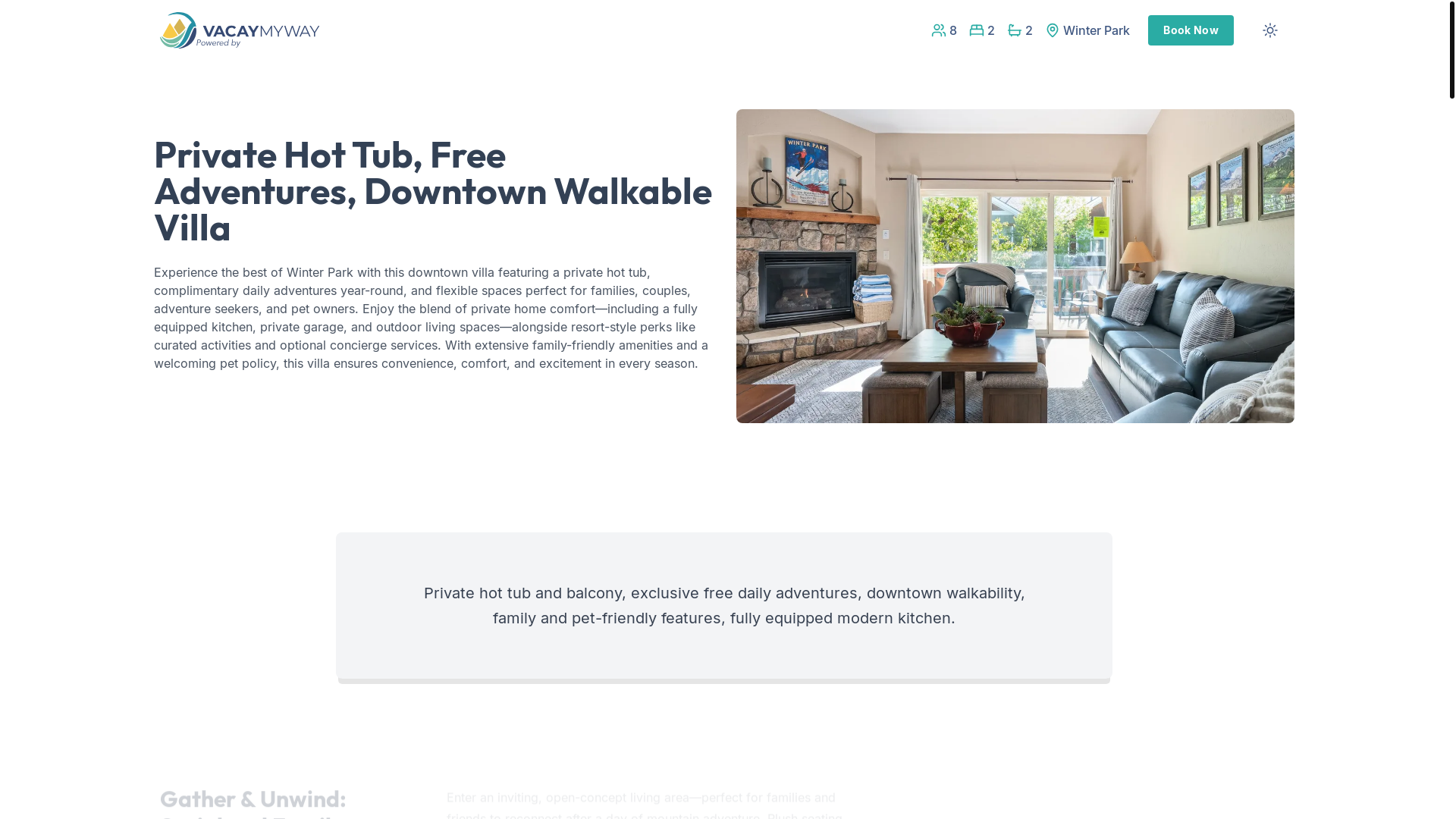 website screenshot of https://serenetelemark.vacations/