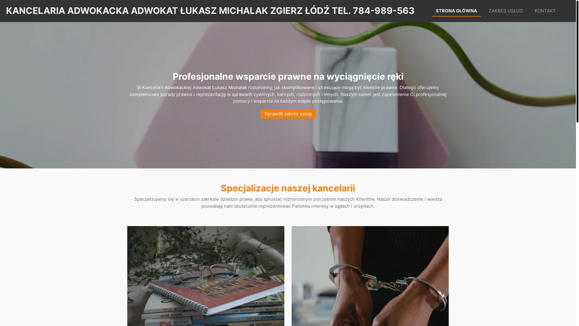 website screenshot of https://kancelariaadwokackaadwokatlukaszmichalak.pl/