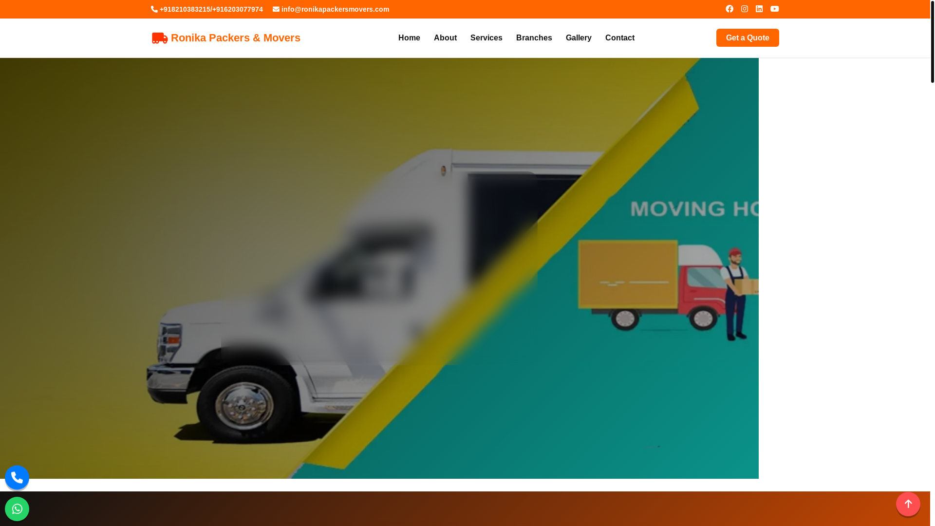 website screenshot of https://ronikapackersmovers.com/