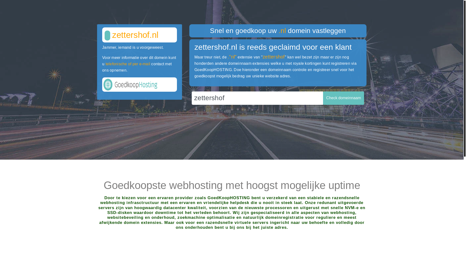 website screenshot of https://zettershof.nl/