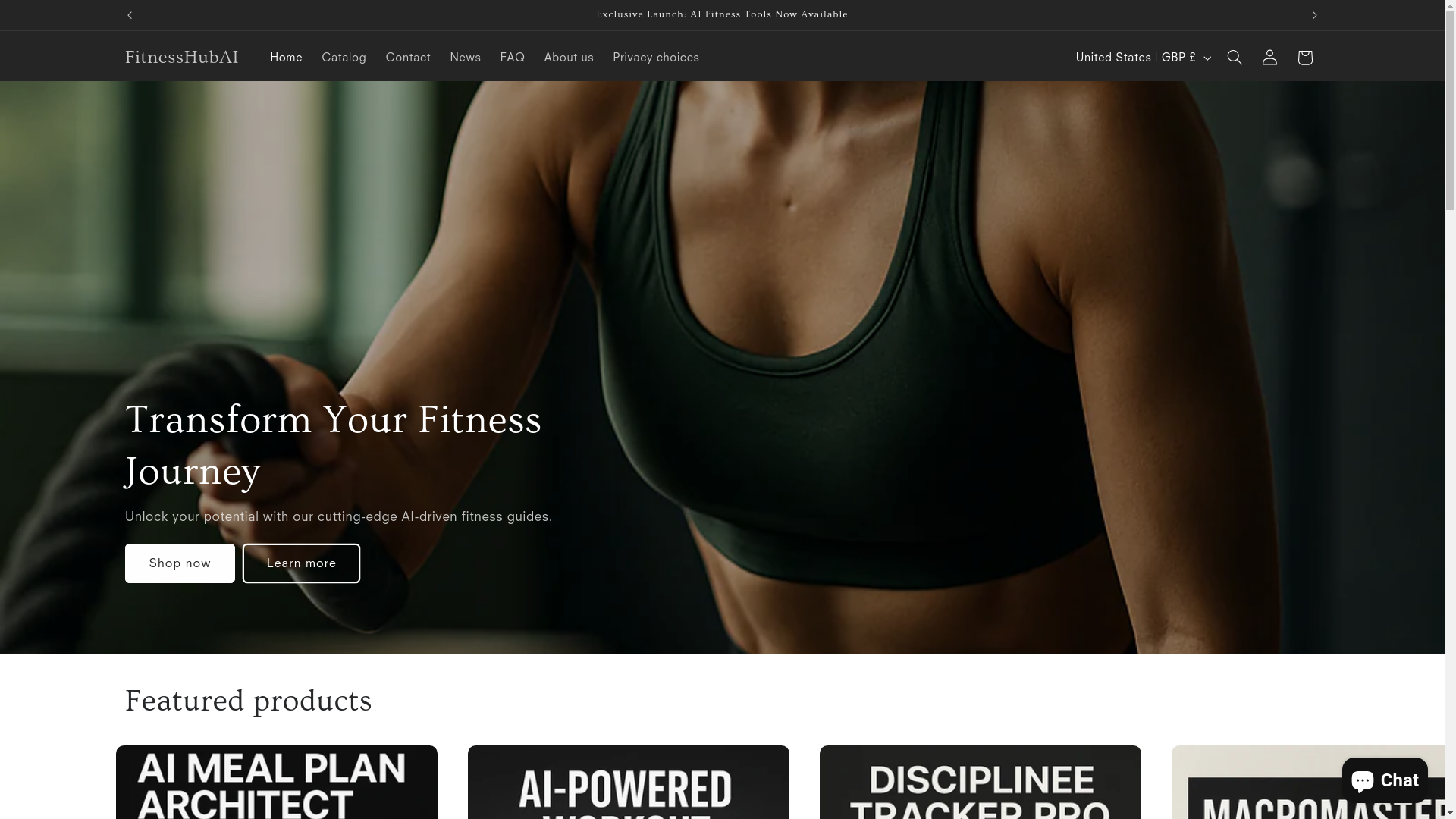 website screenshot of https://fitnesshubai.store/