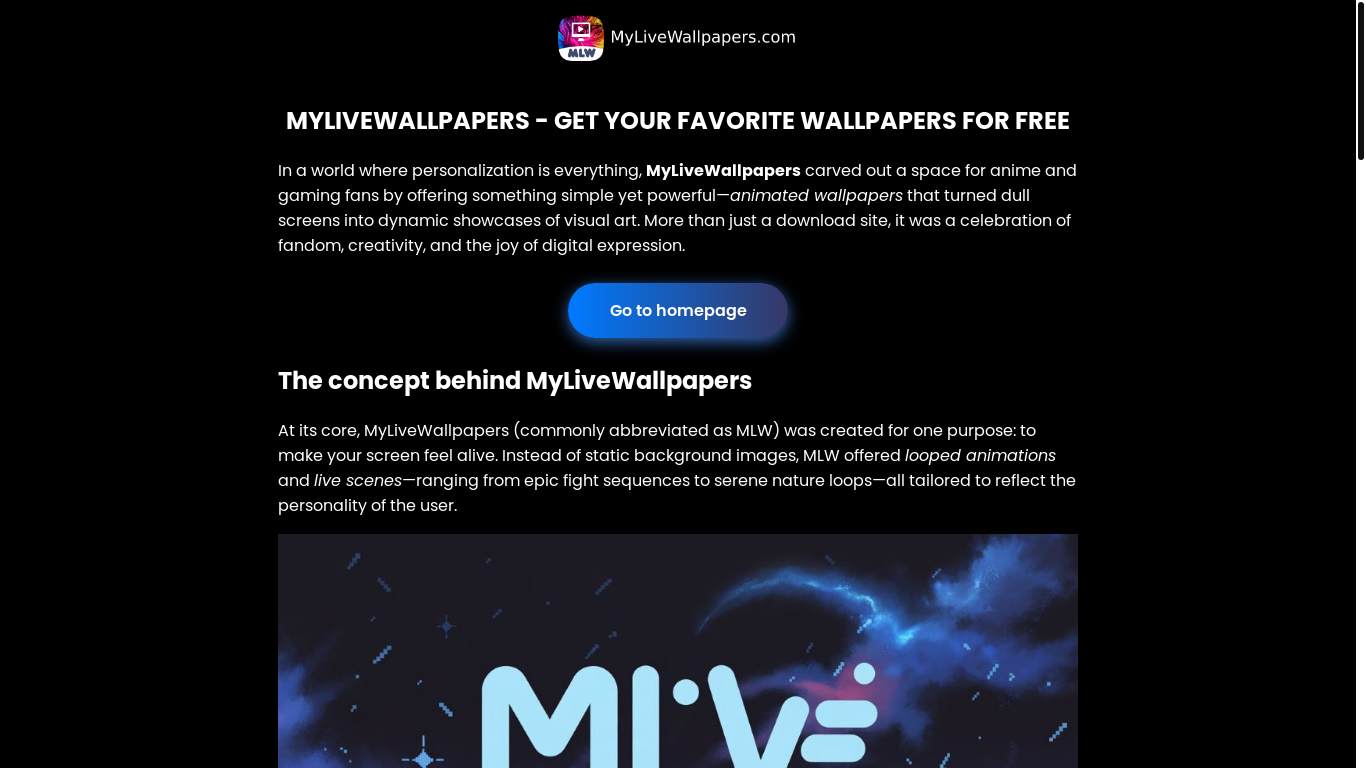website screenshot of https://mylivewallpapers.my/