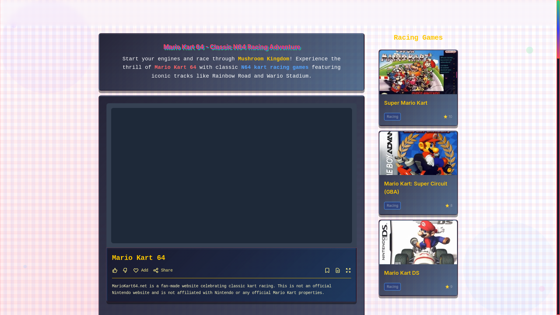 website screenshot of https://mariokart64.net/