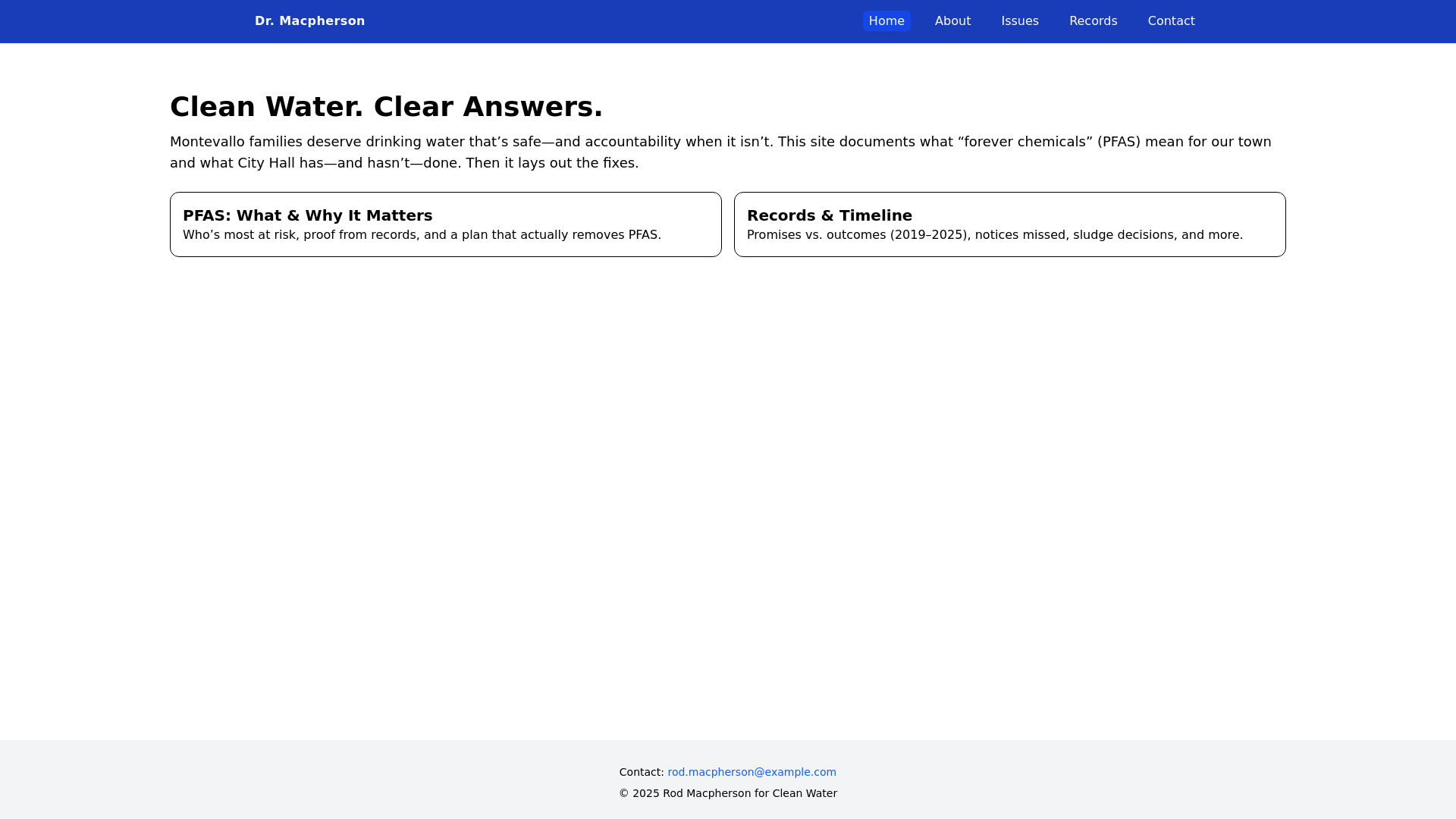website screenshot of https://drm4saferwater.com/