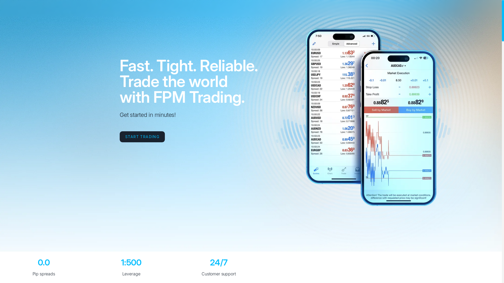 website screenshot of https://fpmtrading.com