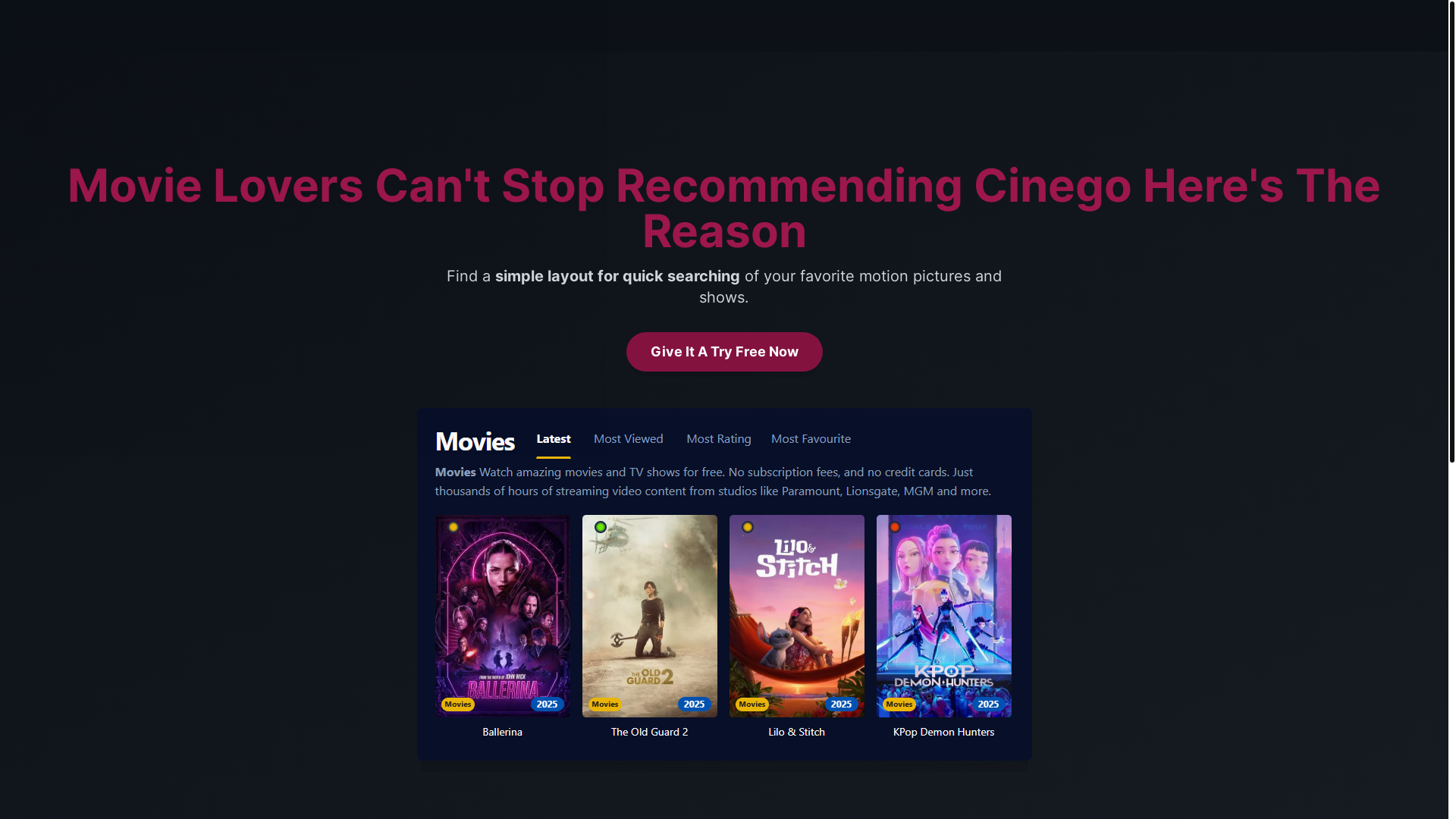 website screenshot of https://cinego-ln76.pages.dev/