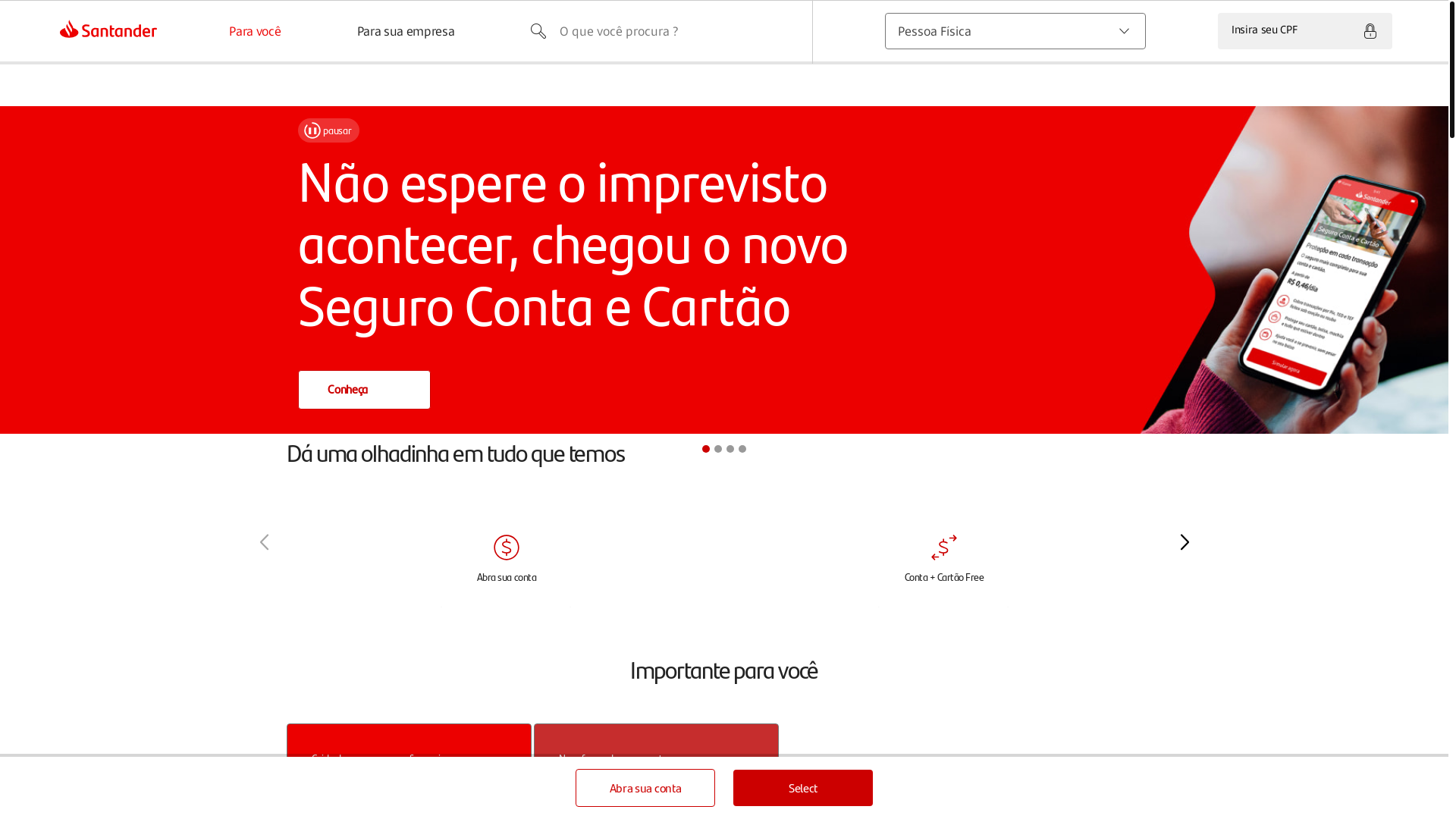 website screenshot of https://www.santander.com.br/
