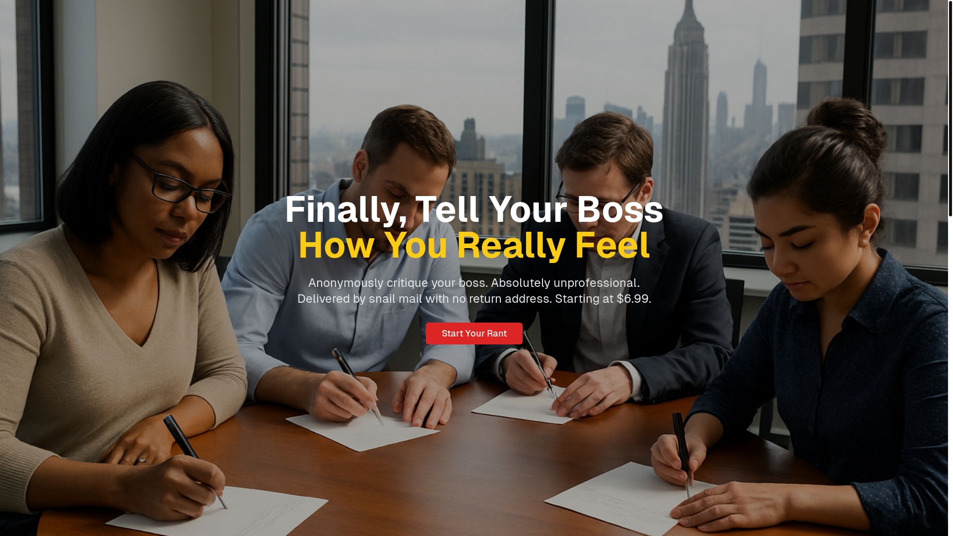 website screenshot of https://rantatyourboss.com/