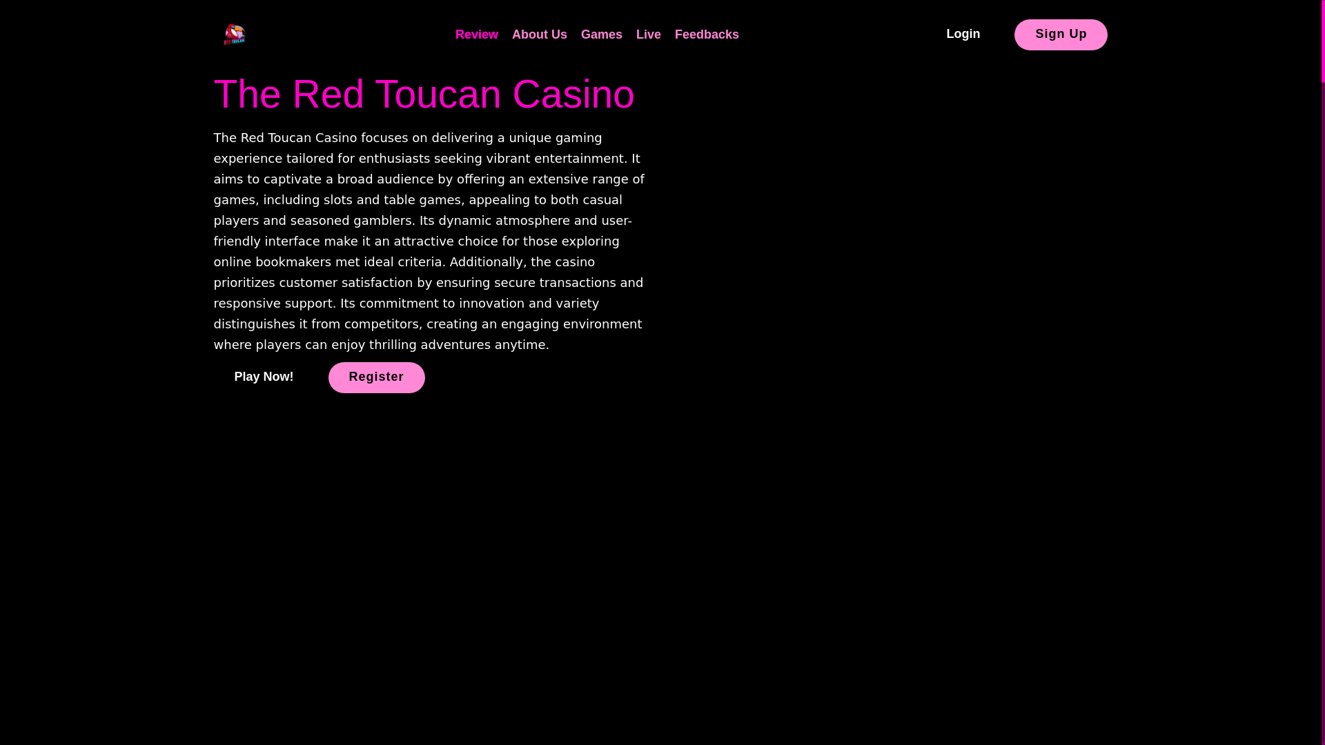 website screenshot of https://theredtoucancasino.co.uk/