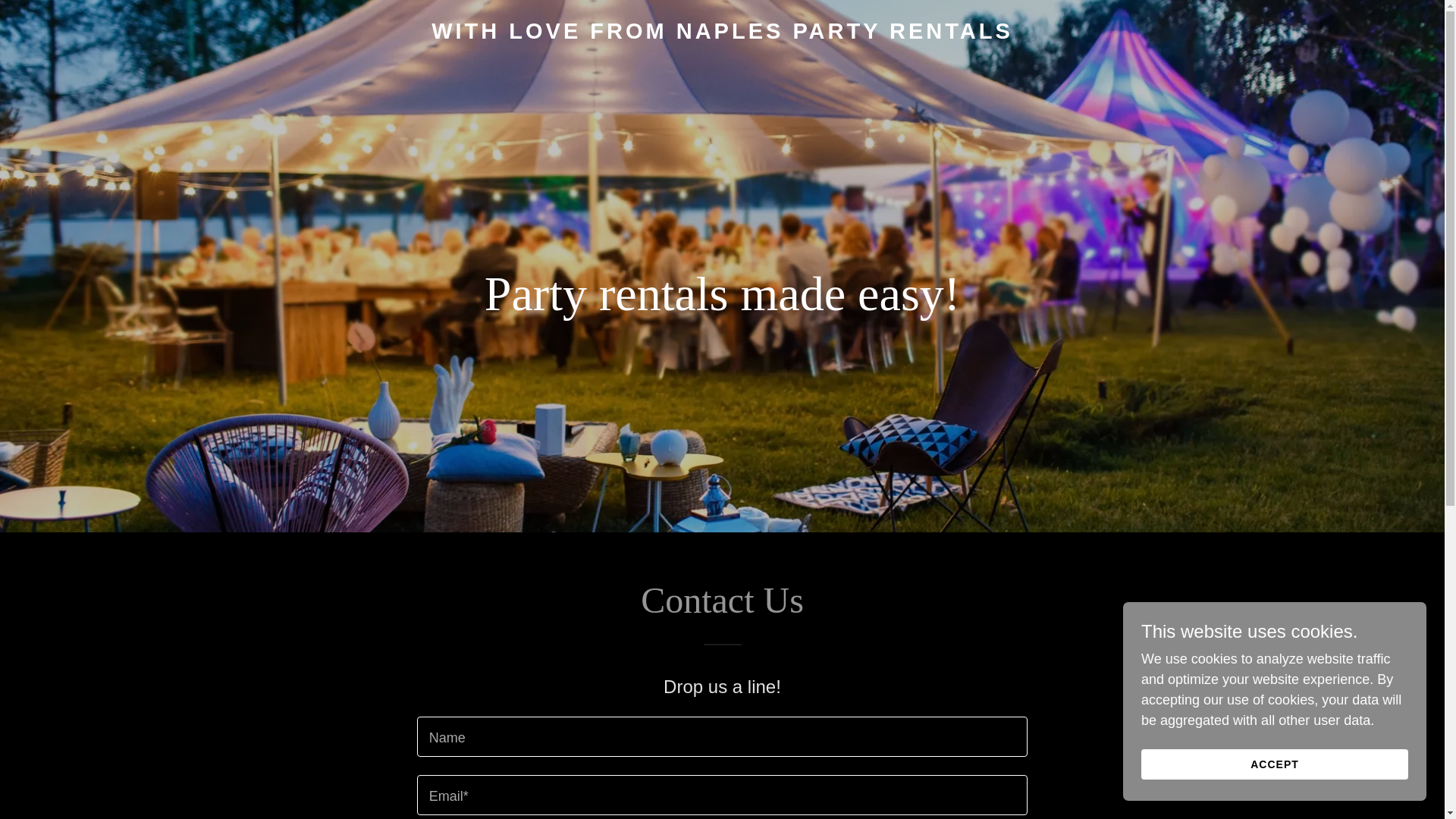 website screenshot of https://withlovefromnaplespartyrentals.com/