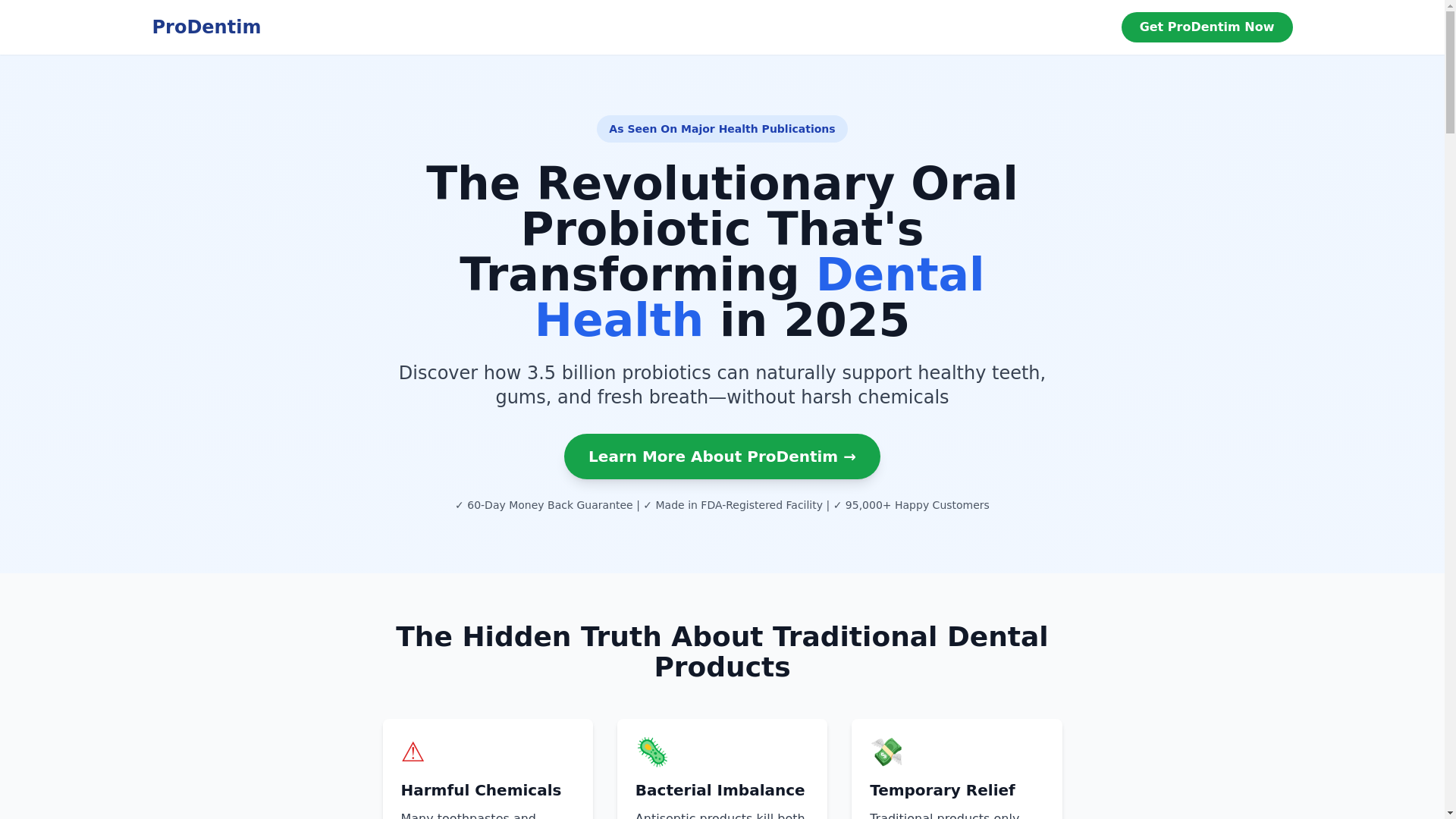 website screenshot of https://prodentim-presell.pages.dev/