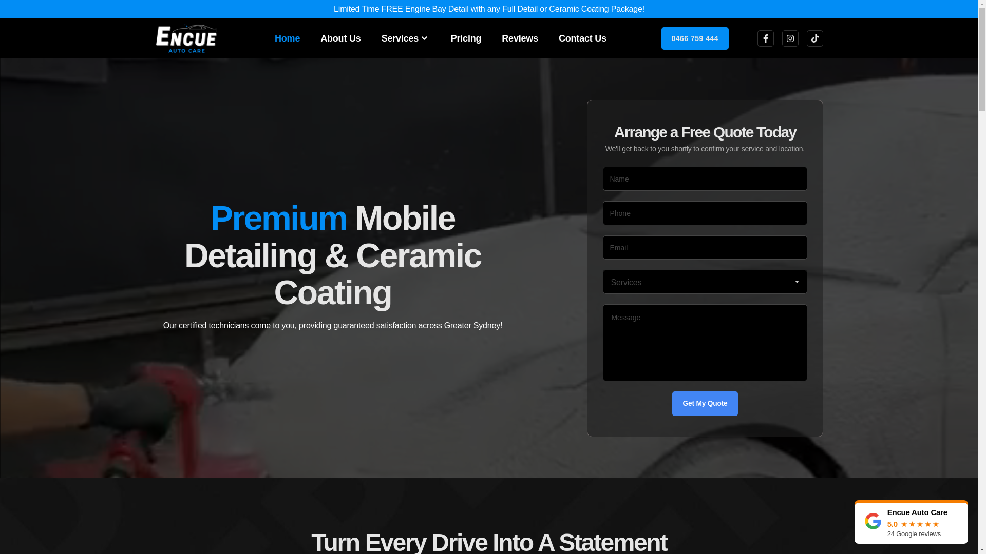 website screenshot of https://www.encue.com.au/