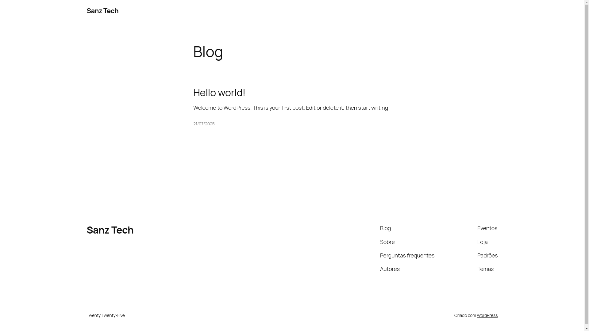 website screenshot of https://sanztech.io/