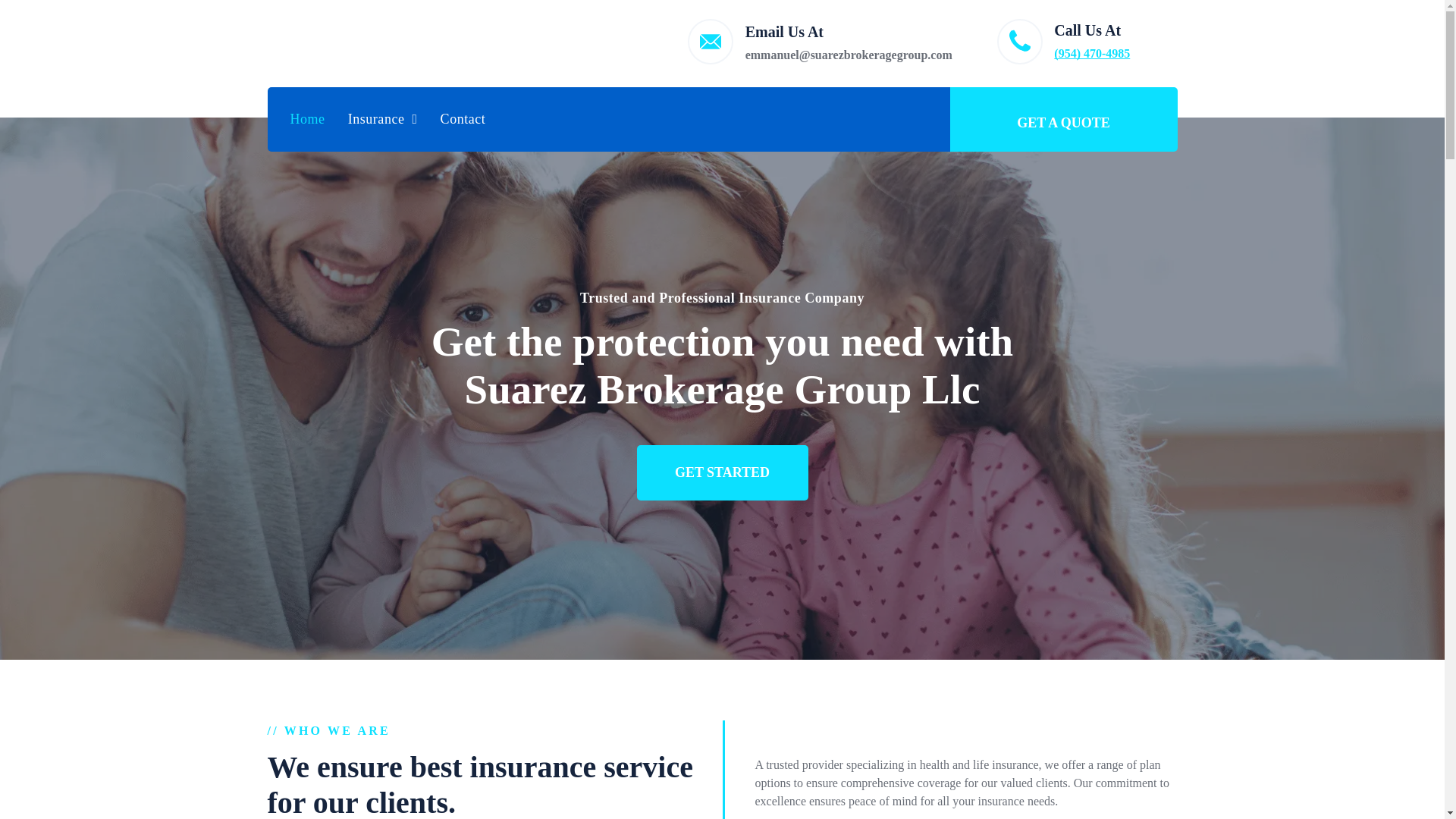 website screenshot of https://suarezbrokeragegroup.com/