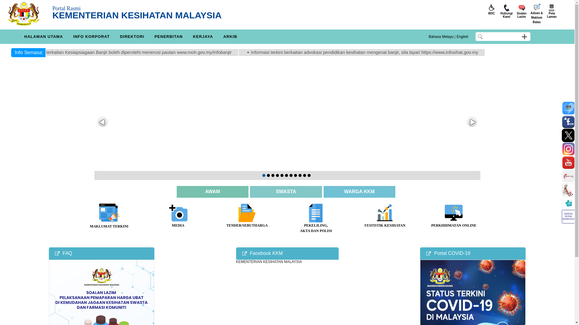 website screenshot of https://moh.gov.my/