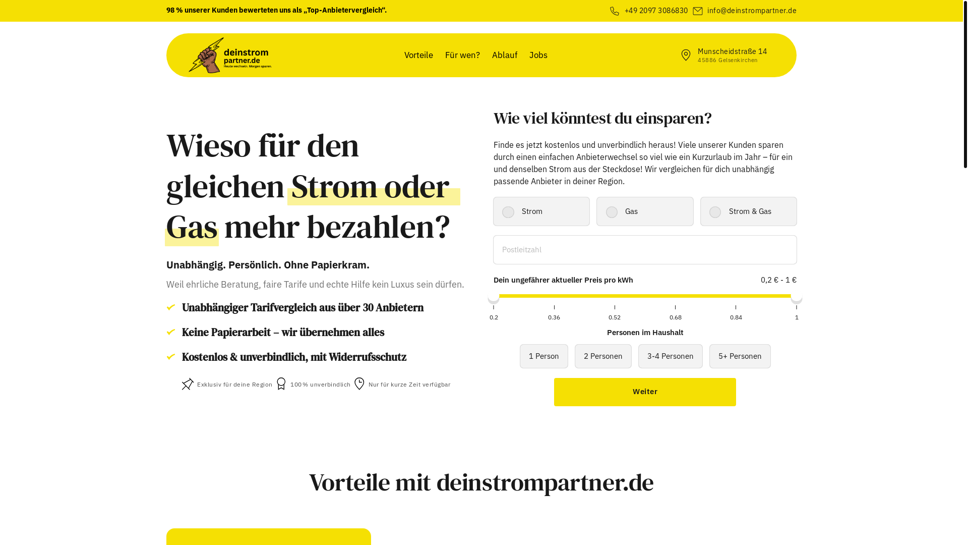 website screenshot of https://deinstrompartner.de/