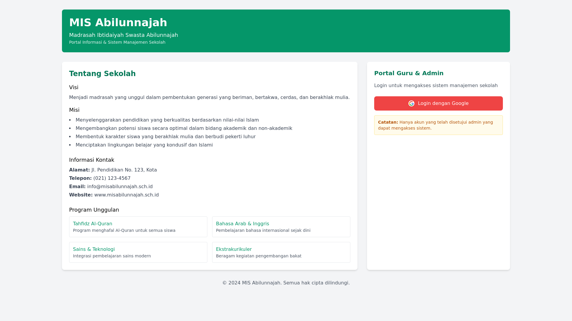 website screenshot of https://misabilunnajah.pages.dev/