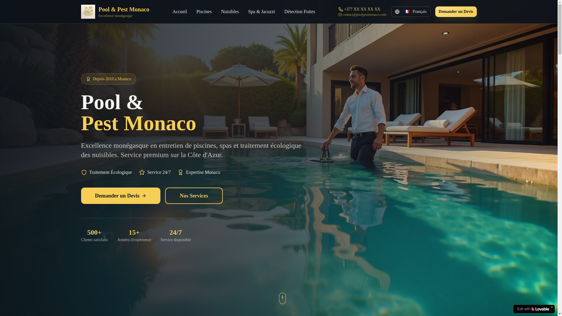 website screenshot of https://poolandpestmonaco.com/