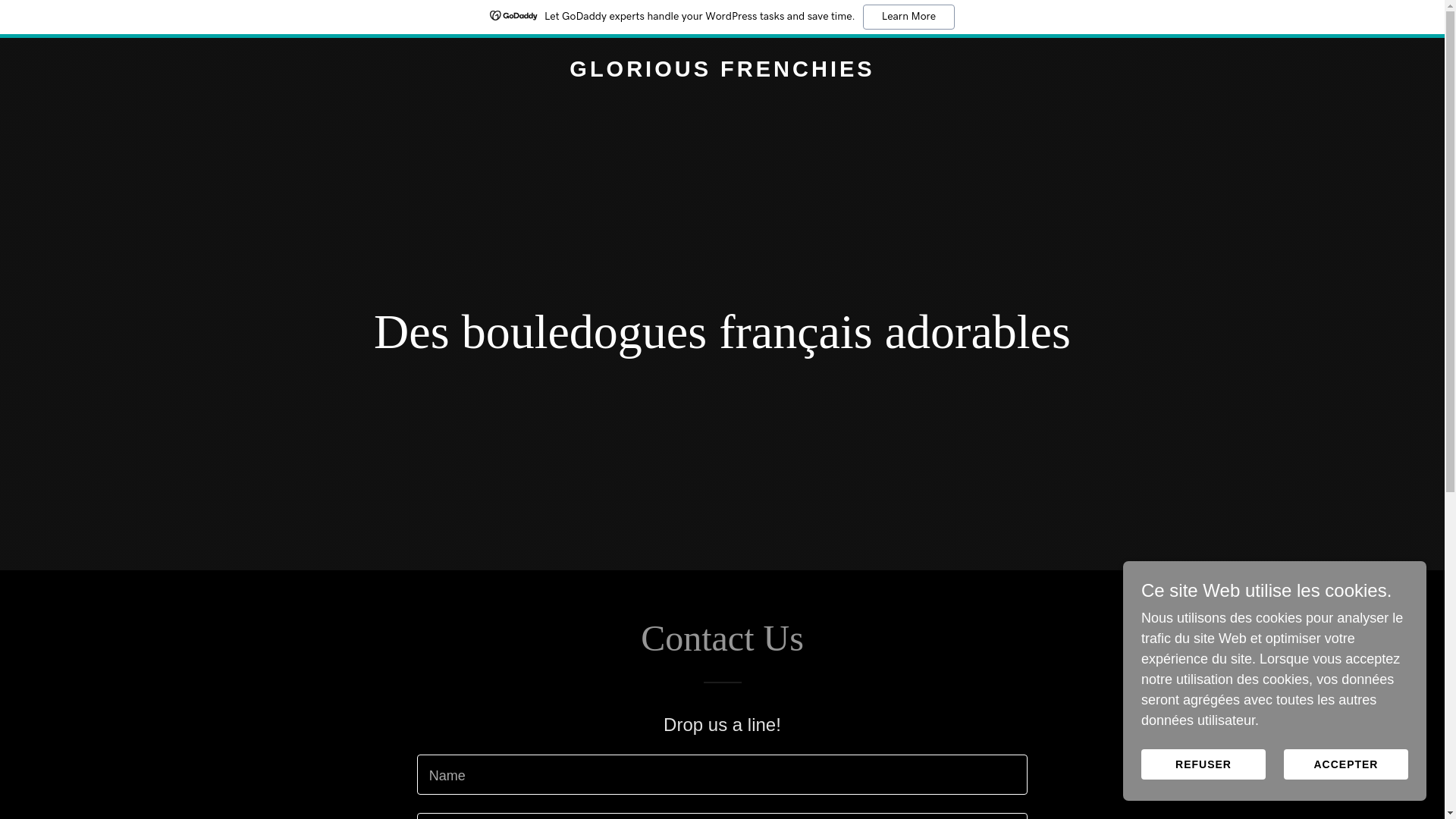 website screenshot of https://gloriousfrenchies4home.com/