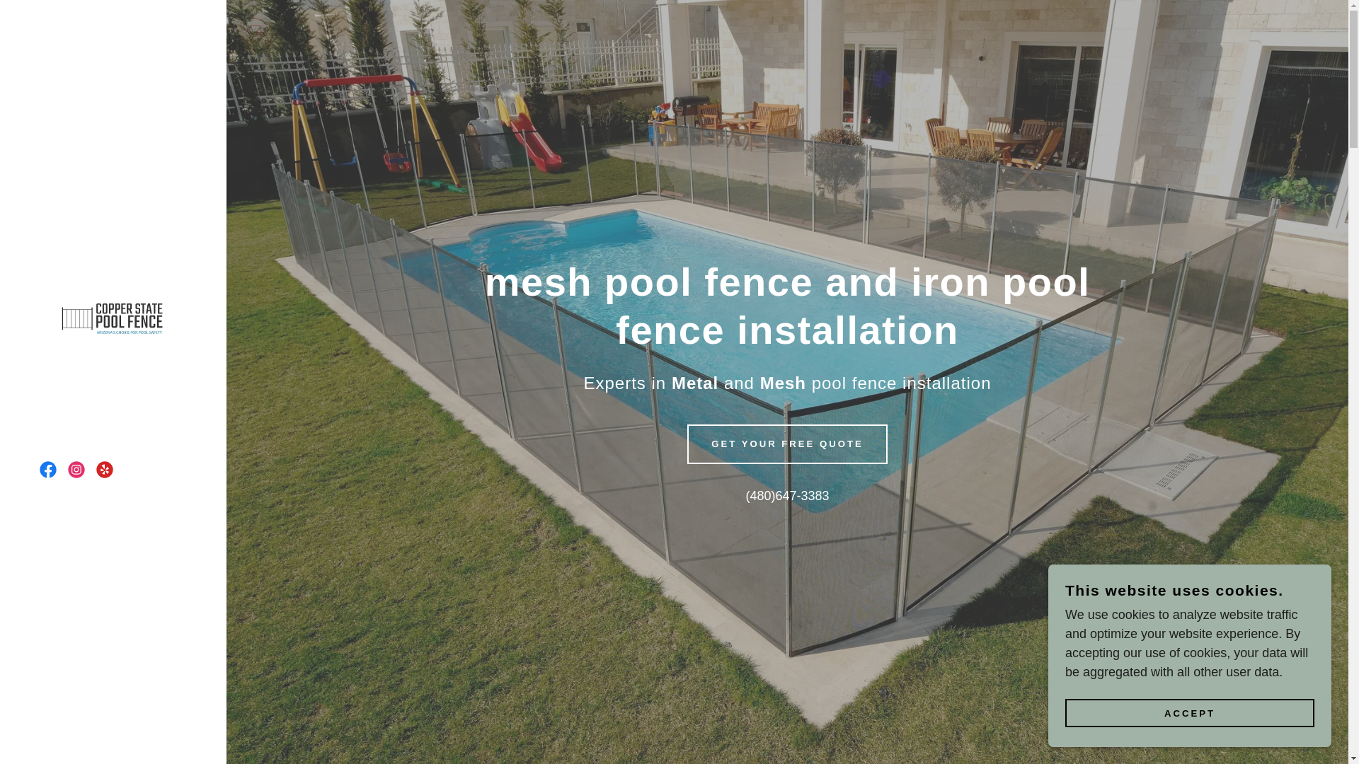 website screenshot of https://copperstatepoolfence.com/