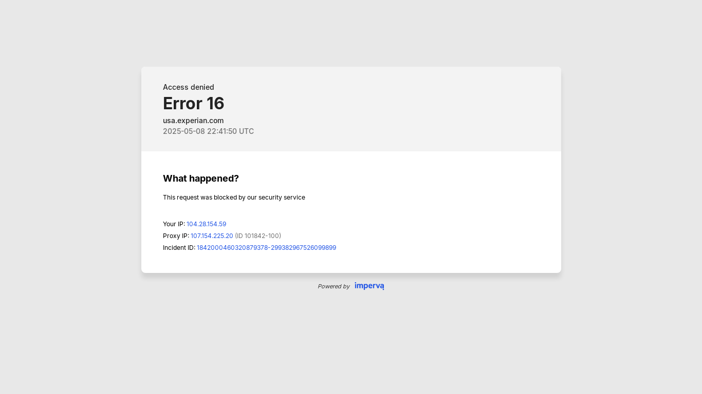 website screenshot of https://usa.experian.com/login/index?m=B941B734-6A4A-5AFD-A3D2-4591FBF01A0D&refUrl=dashboard&pc=crm_exp_0&cc=emm_a_s_act_54365_altcredsc_20180329_x_08&~channel=&~campaign_id=&$3p=e_et&_branch_match_id=1449151823003425876&utm_medium=Email%20Salesforce%20v.1&_branch_referrer=H4sIAAAAAAAAAz2NzW6EIBDHn4a9qQho101Mg7G%2BQc8TFqiSAhJwU0%2F77J3tockkM%2FPL%2F2M7jlRuTWPPZLNTsVYp1d7F74and8IET6MFe1zw3LNbXVQeHtmP28tHuCRswXkUVf8n6D0g8juKcbto7En4Egifp0G00xsXVS%2BFrDq5zJXkM6tEN7TLtNBW0pmwPtuvz%2BxRb1TZ7rvKBmHSCHQOgD1AEegXsCGAggJKH9AJ3neg%2FKGzNUUDo%2B2VcjbACfSKhqfeVIz2Ffz3qZCUWyM4g%2BTyxFabs4sr3PP%2BU2weP8xqfwFMiOZTIAEAAA%3D%3D