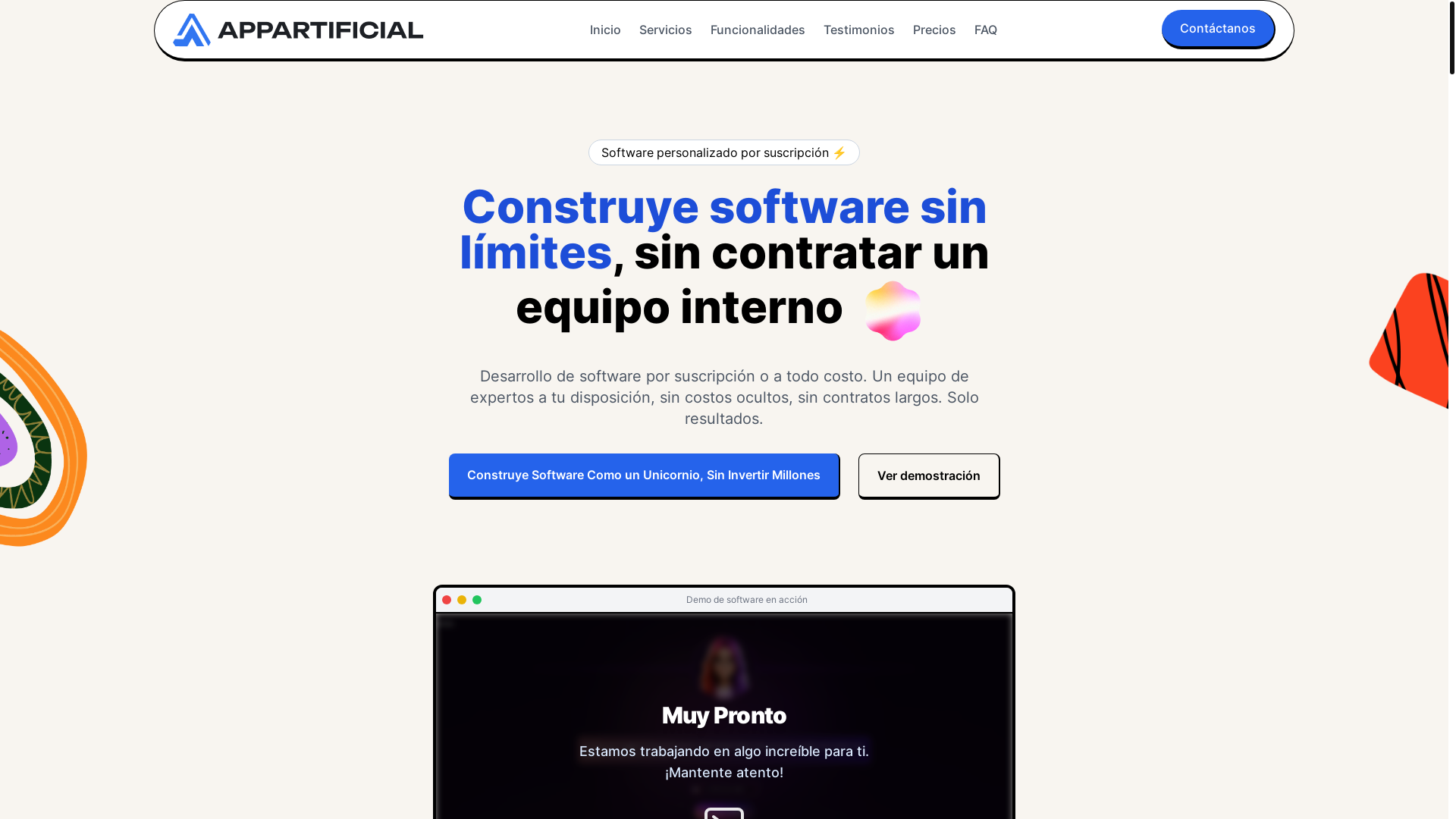 website screenshot of https://artfclapps-landing-frontend.pages.dev/
