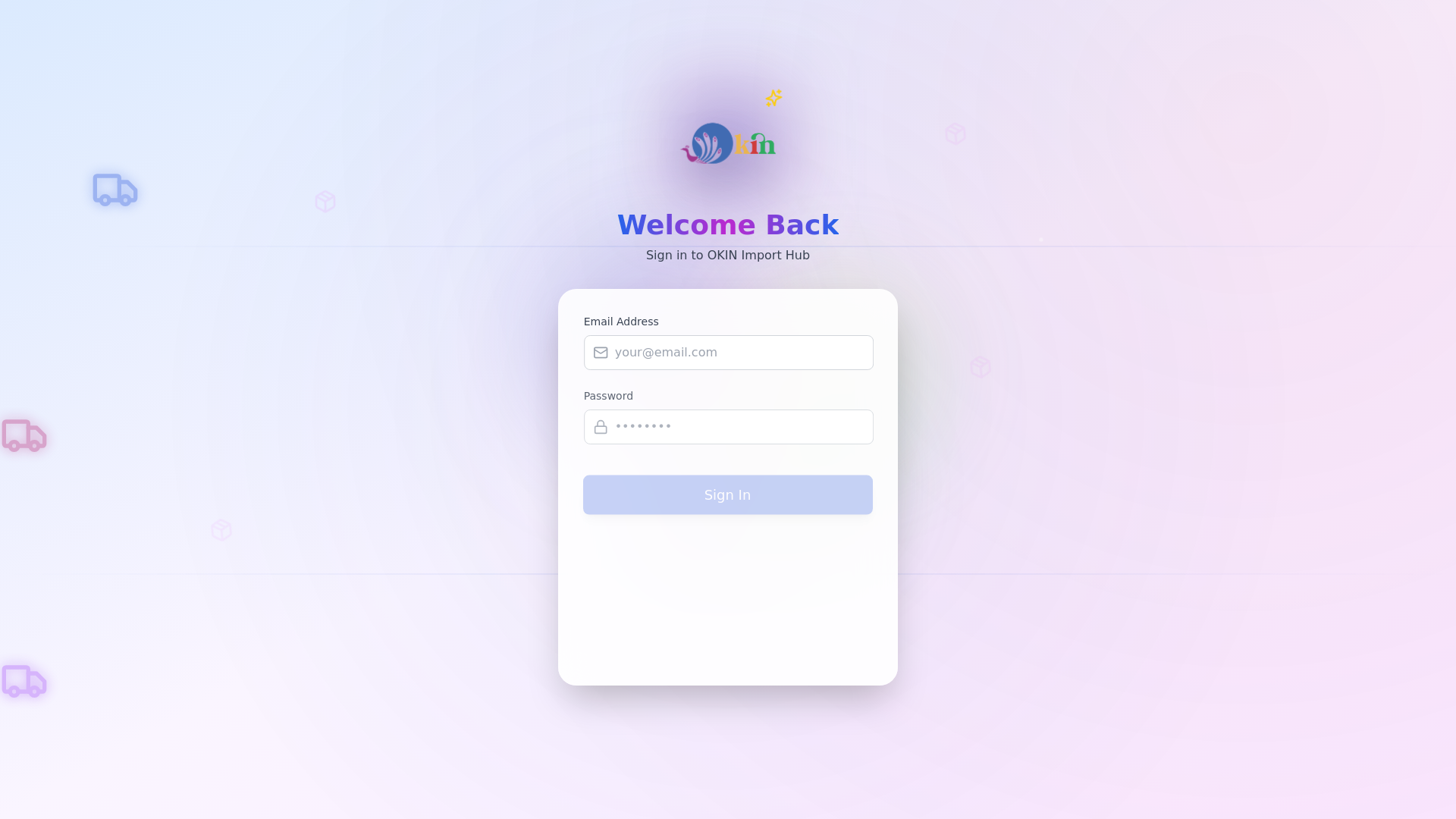website screenshot of https://okinimporthubdelivery.com/