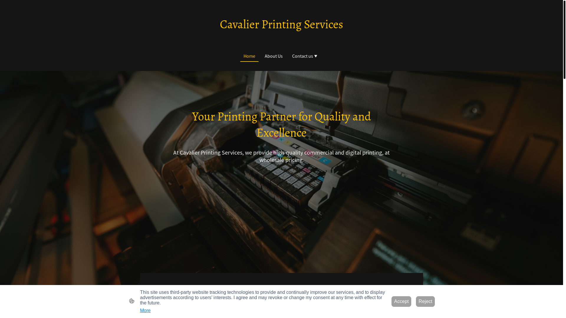website screenshot of https://cavalierprinting.com/