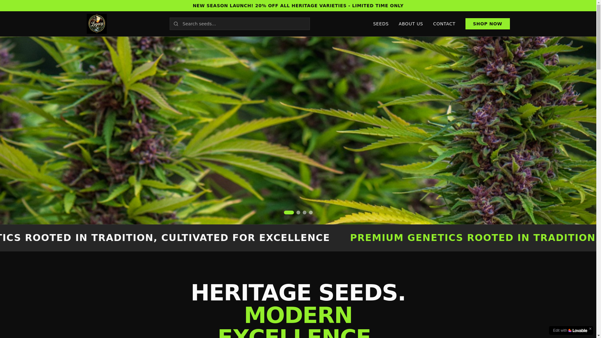 website screenshot of https://legacygeneticsstore.com/