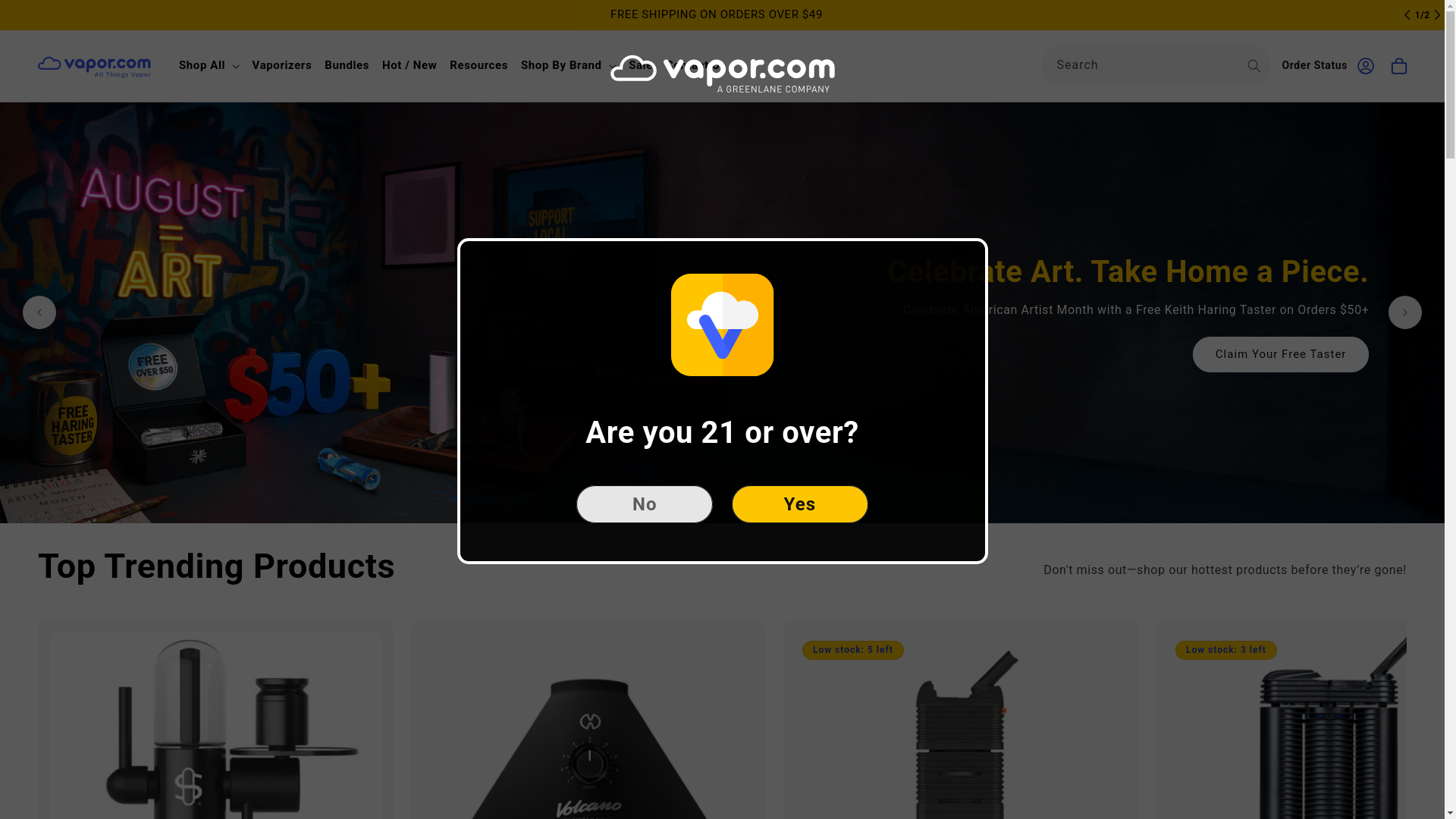 website screenshot of https://www.vapor.com