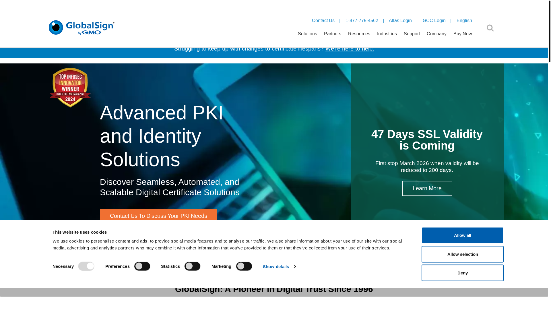 website screenshot of https://globalsign.net/