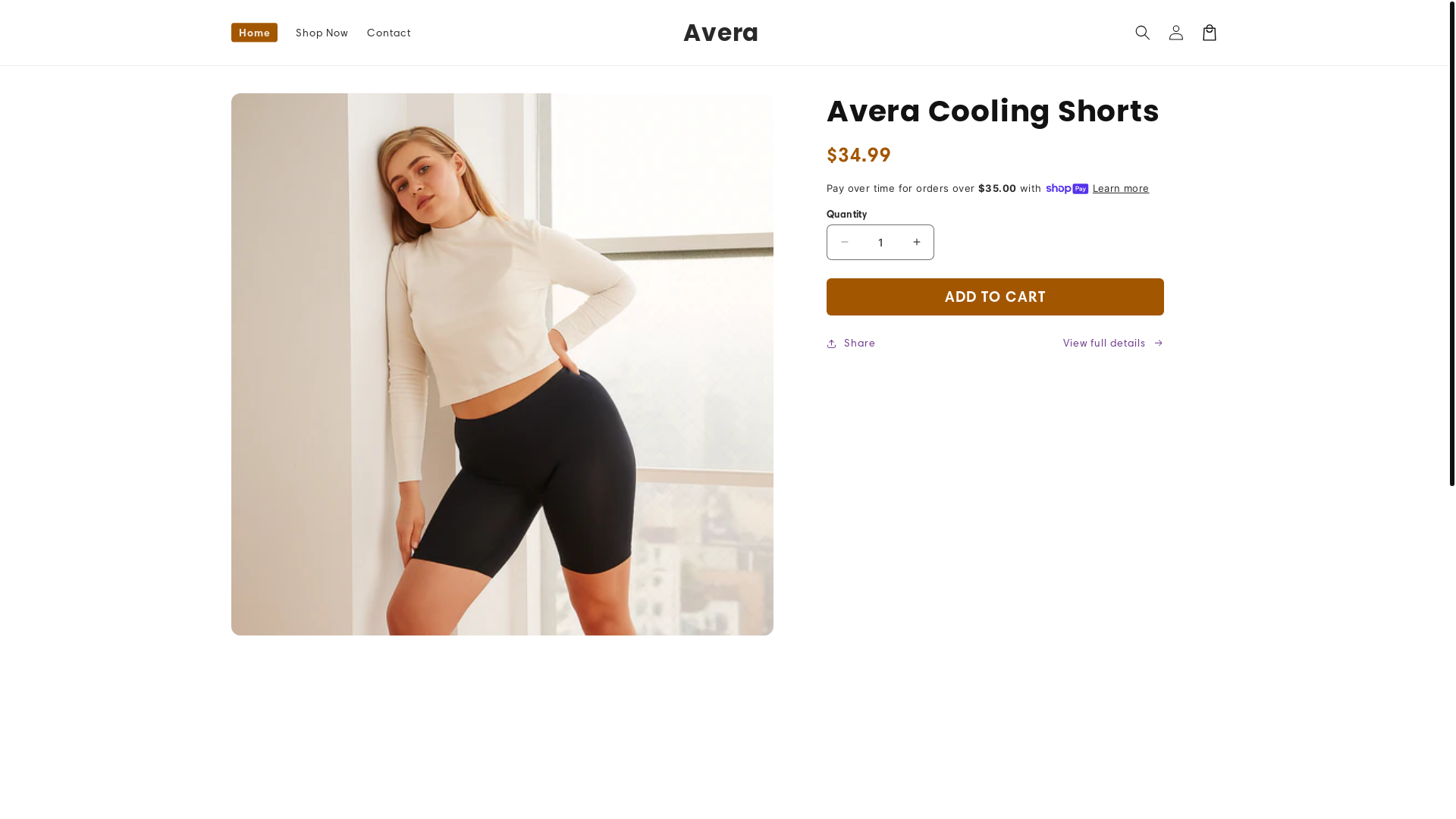 website screenshot of https://averashorts.com/