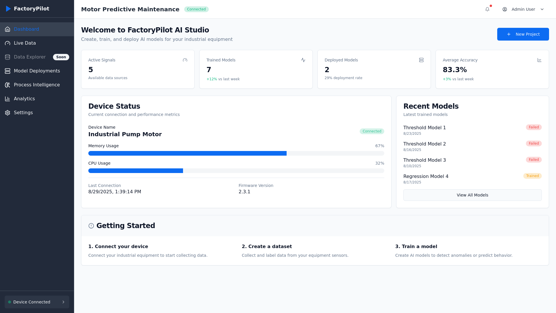 website screenshot of https://factorypilot-ai-studio-frontend.pages.dev/