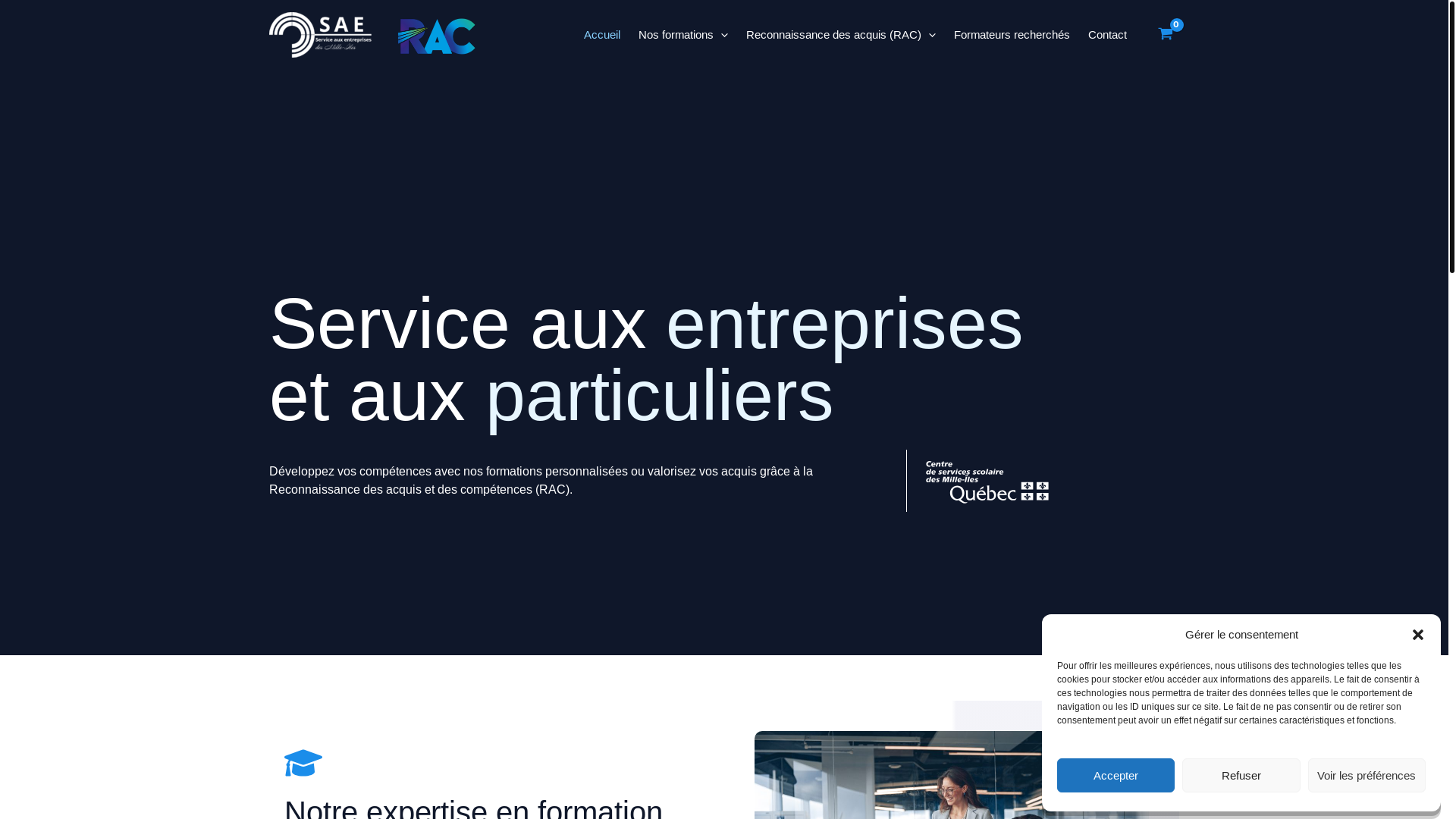 website screenshot of https://accesformation.ca/