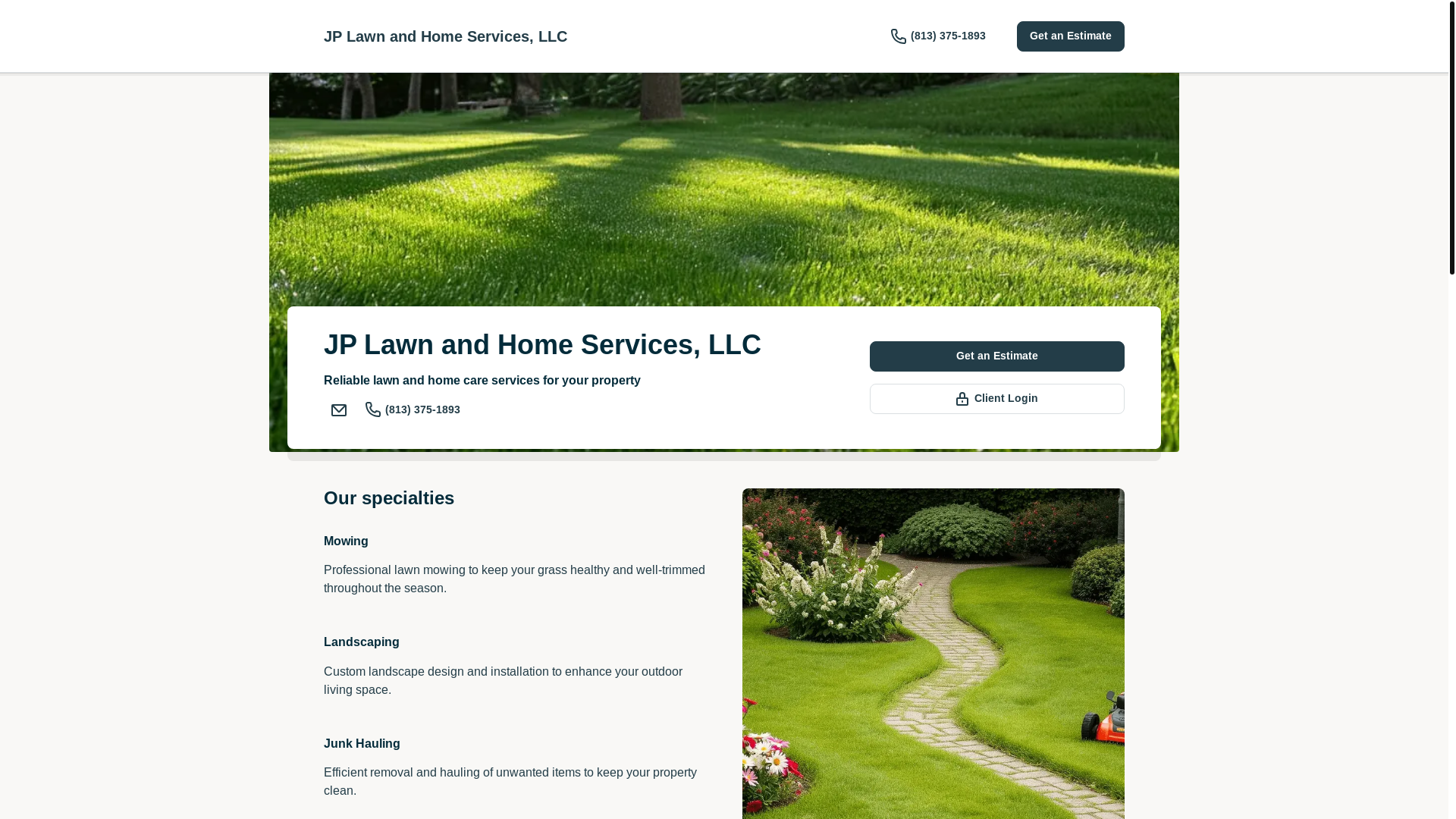 website screenshot of https://jplawnandhomeservices.com/