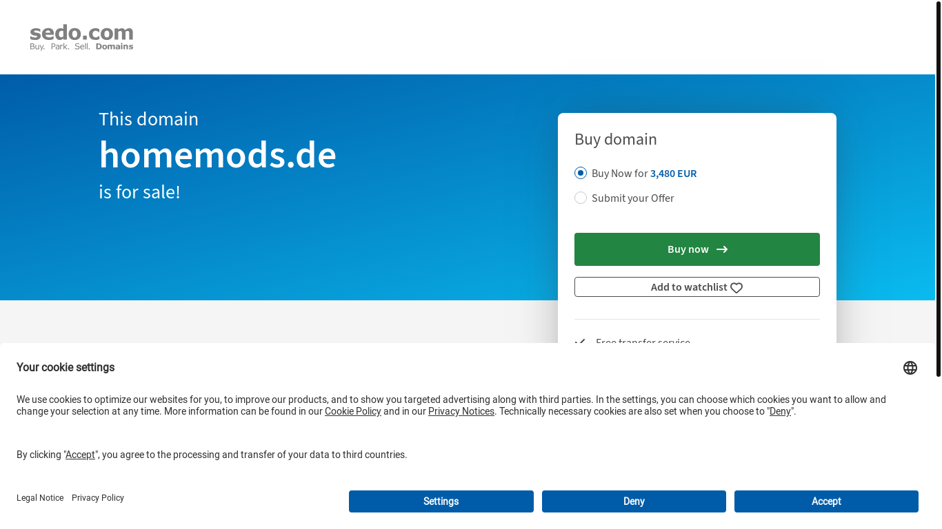 website screenshot of https://homemods.de/
