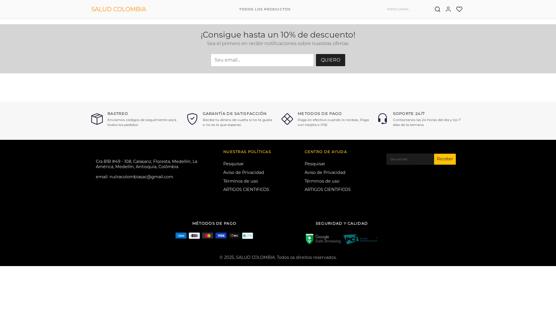 website screenshot of https://saludcolombia.us/
