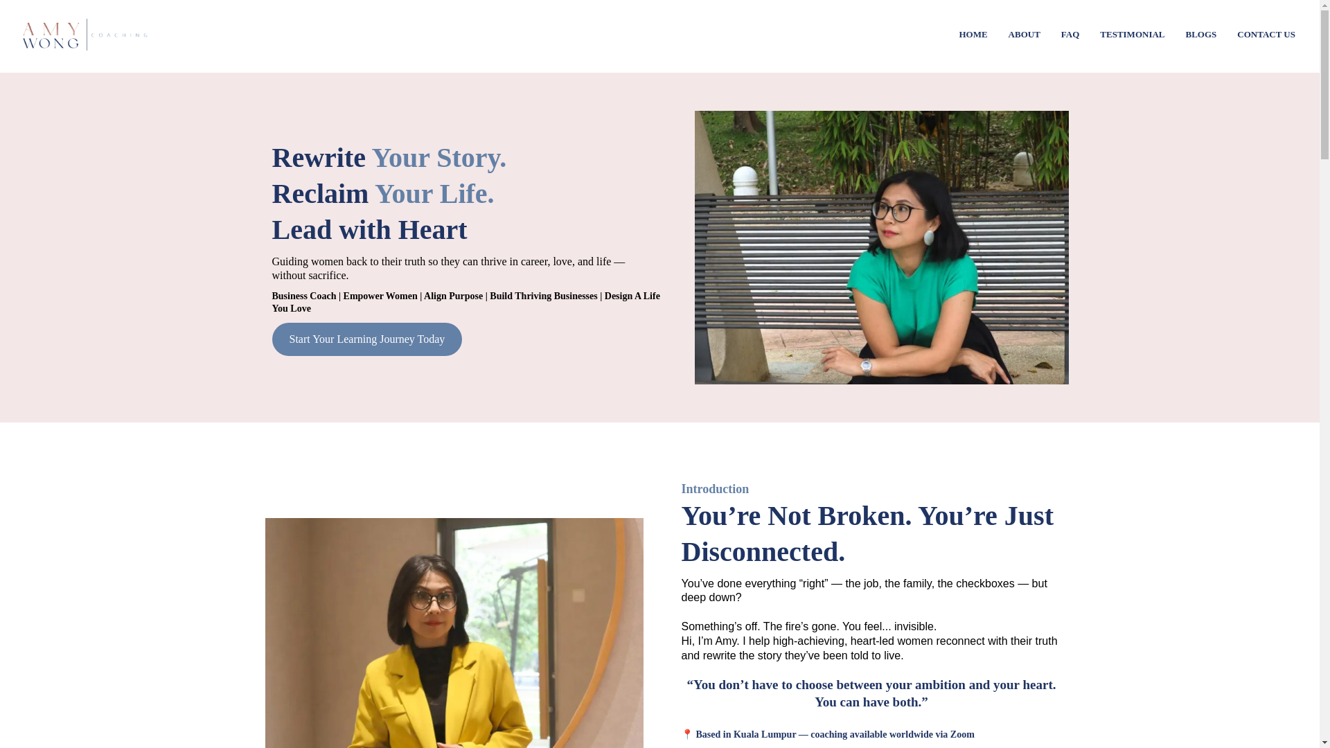 website screenshot of https://amywongcoaching.com/