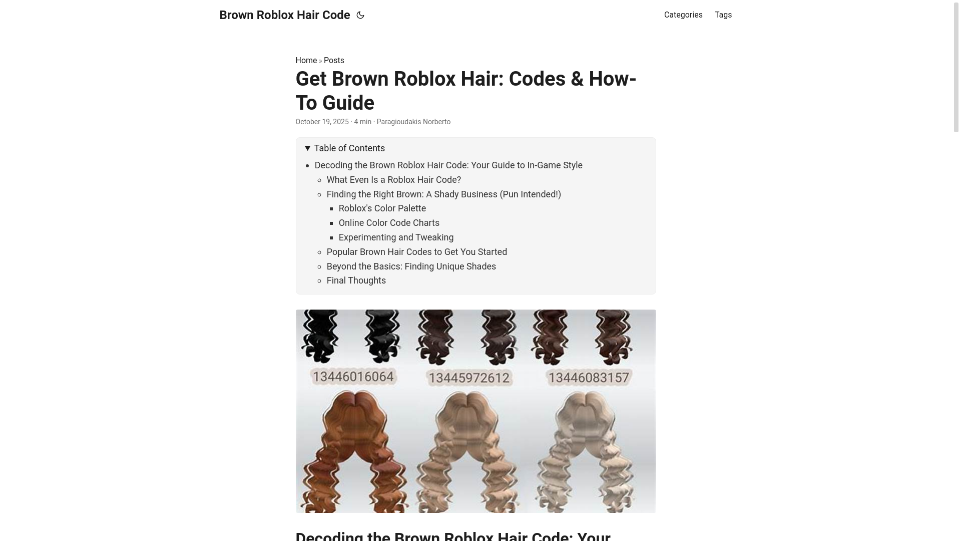 website screenshot of https://brown-roblox-hair-code.pages.dev/