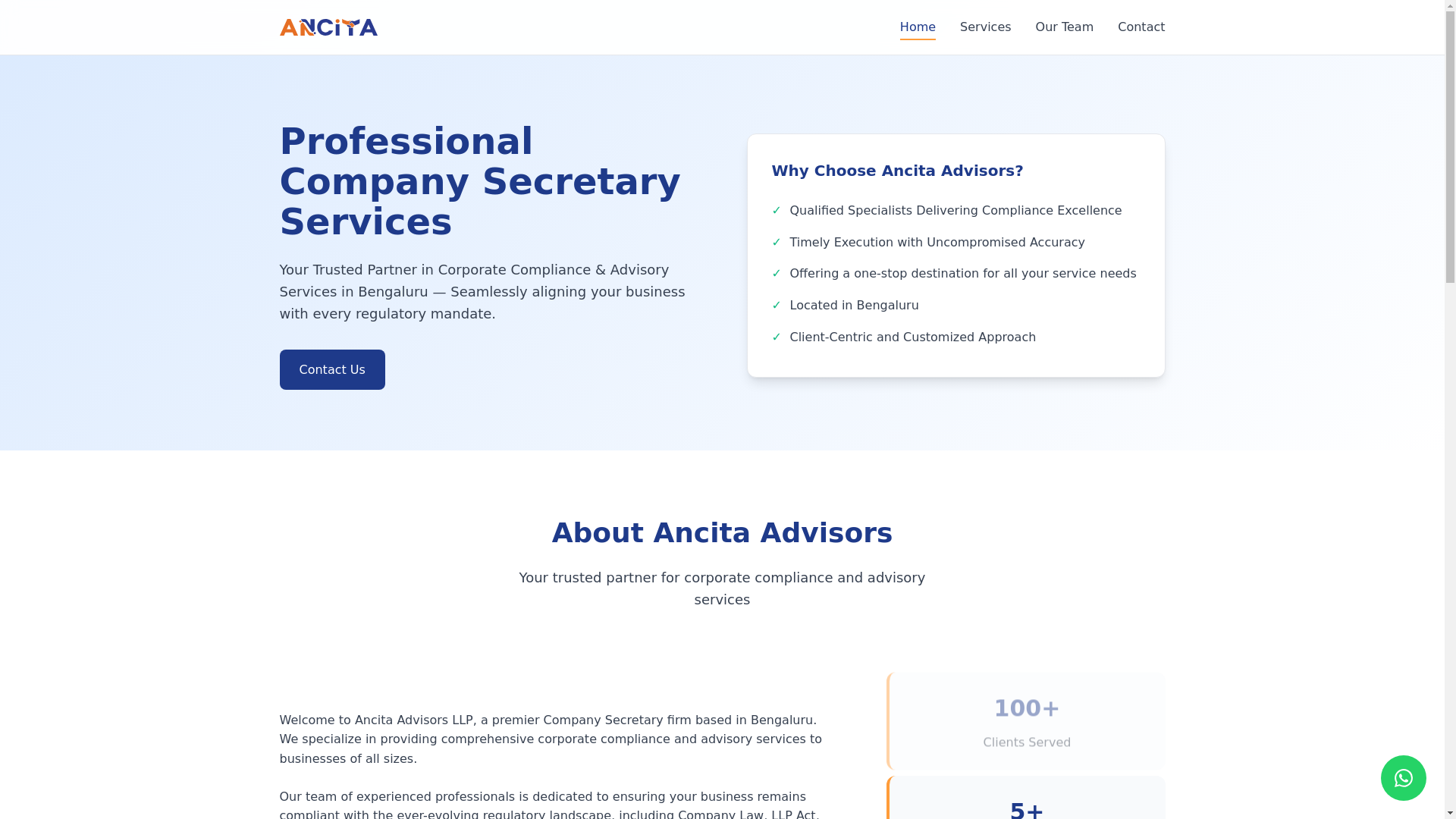 website screenshot of https://ancitaadvisors.in/