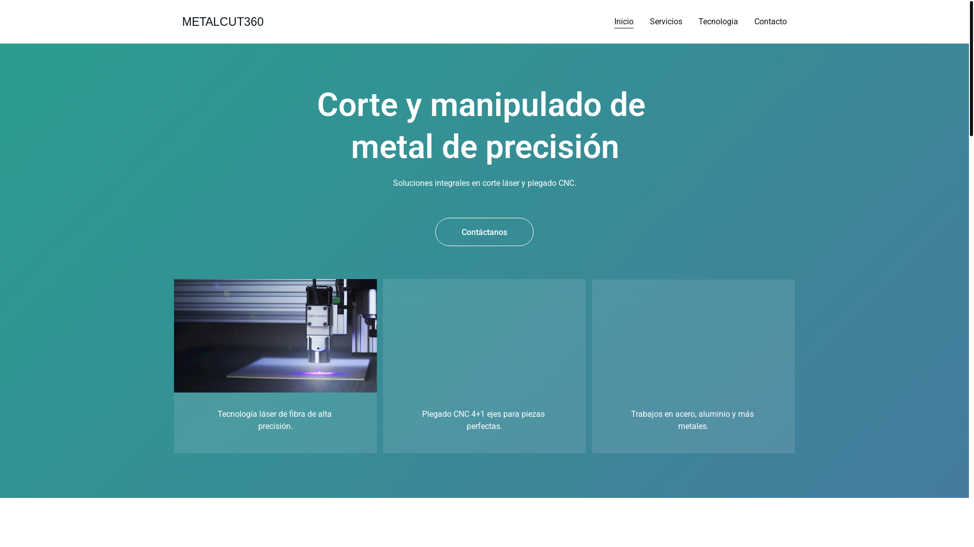 website screenshot of https://metalcut360.es/