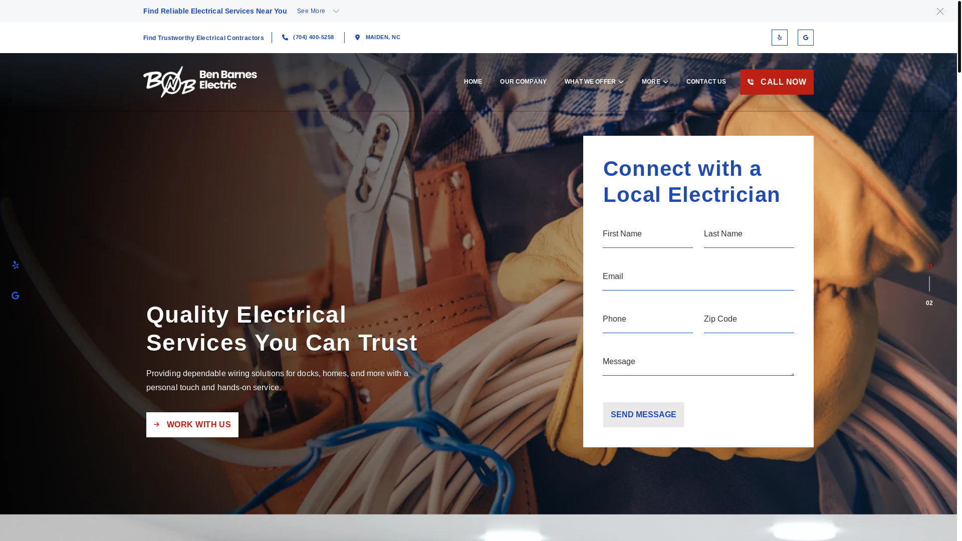 website screenshot of https://benbarneselectric.com/