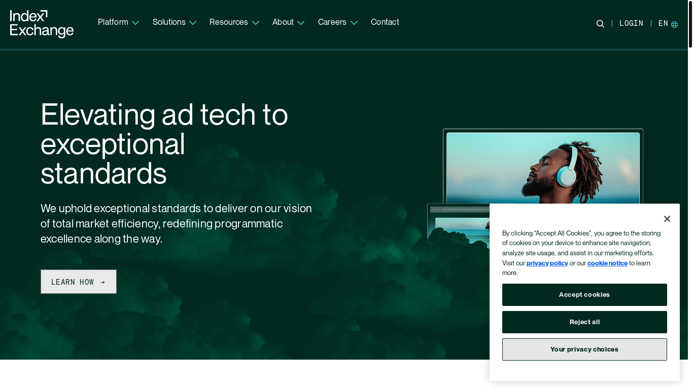 website screenshot of https://indexexchange.com/