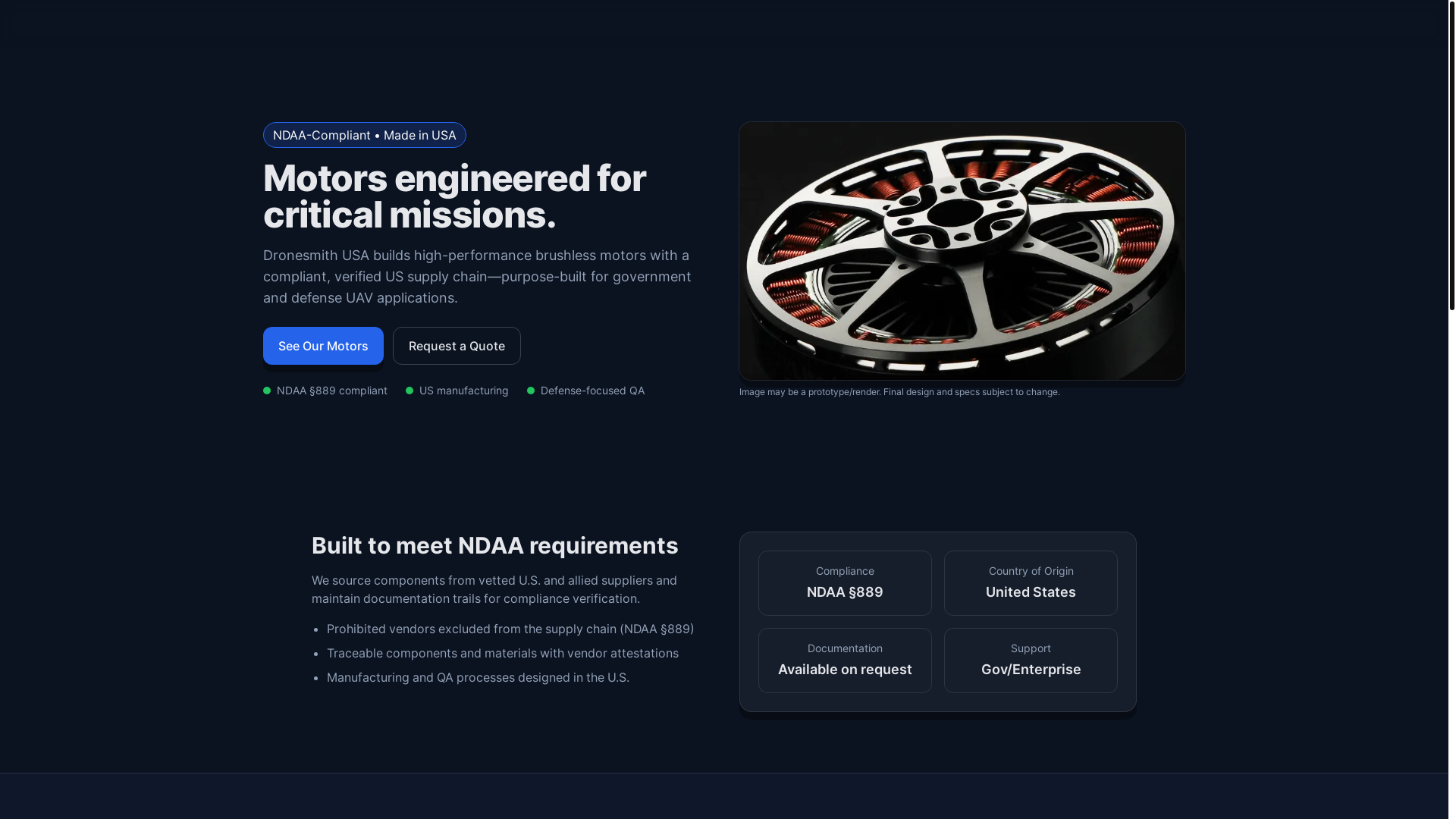 website screenshot of https://dronesmithuas.com/