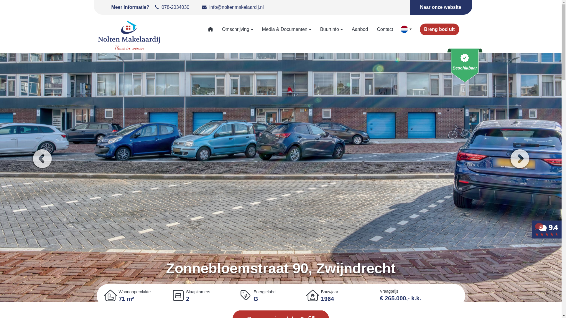 website screenshot of https://zonnebloemstraat90.nl/